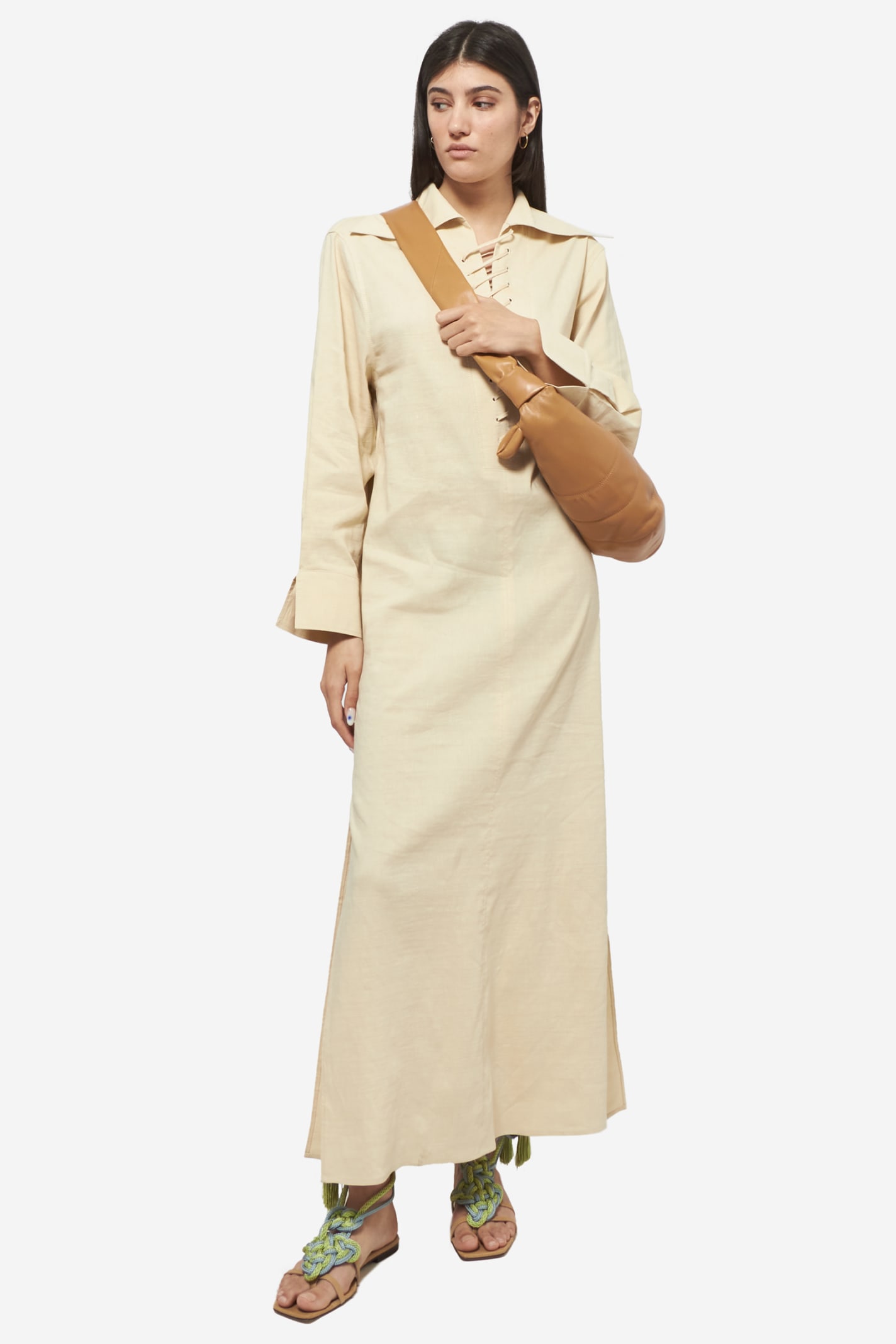 a line ivory dress Ivory Detachable Sleeve High Slit A-Line Wedding Dress with Appliques main image 1