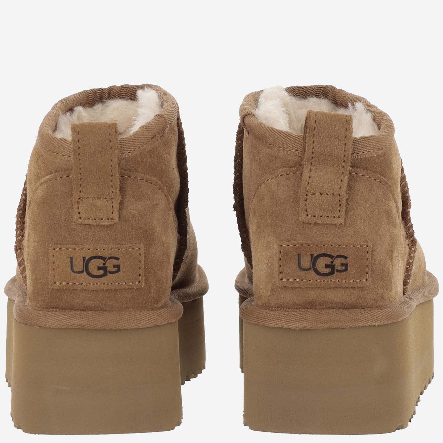 Ugg Classic Ultra Mini Platform Ankle Boots In Chestnut In Sand