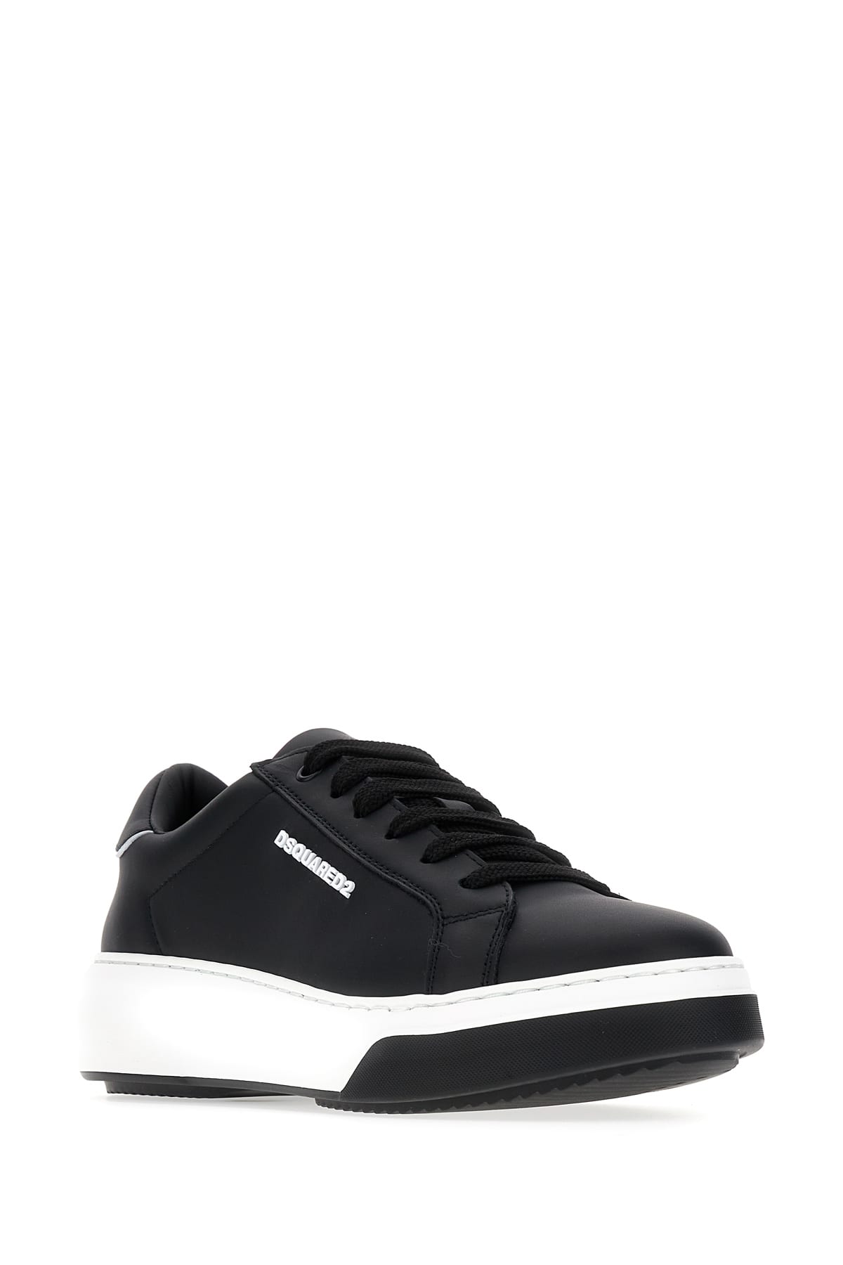 Shop Dsquared2 Black Leather Bumper Sneakers In M436