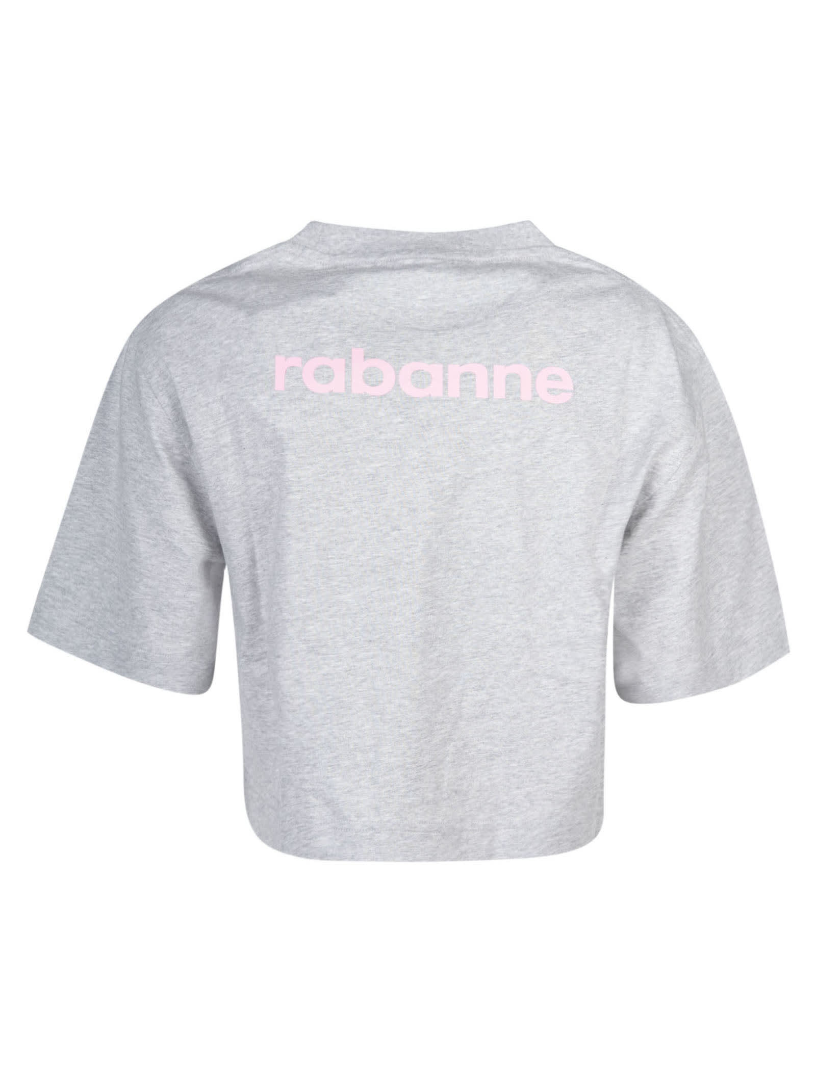 Shop Paco Rabanne Logo Print Cropped T-shirt In Grey