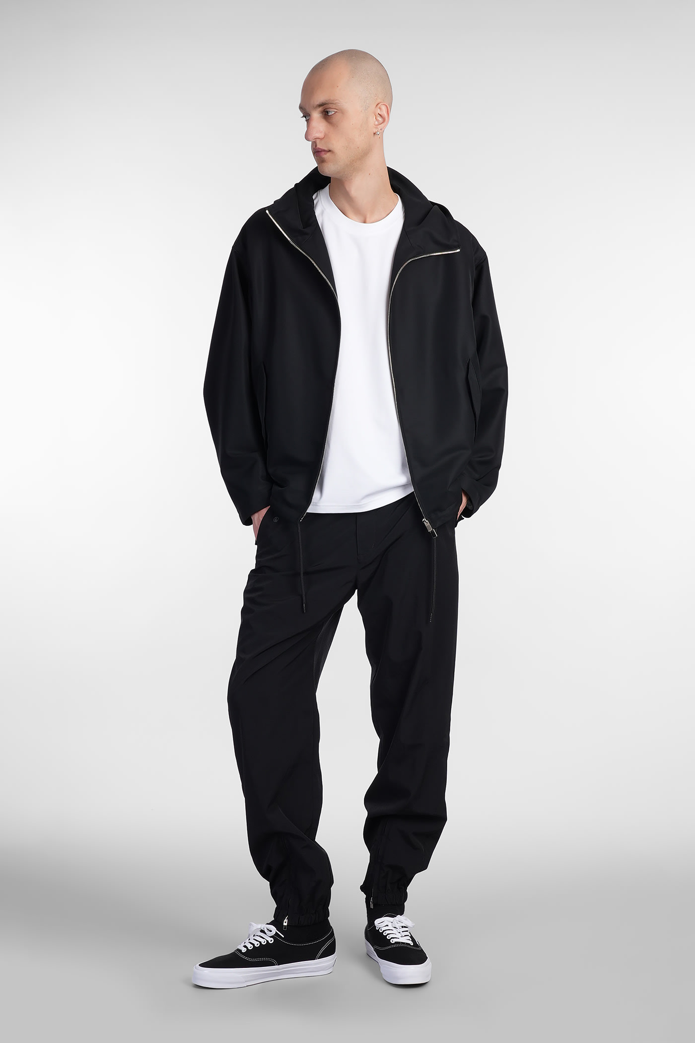 Attachment Black Drawstring Trousers In Black