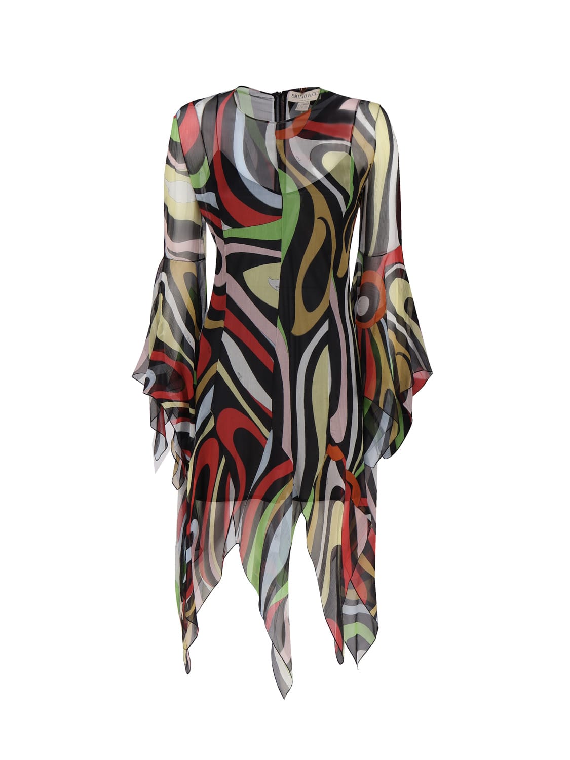 Shop Emilio Pucci Silk Dress With Marble Print In Multicolor
