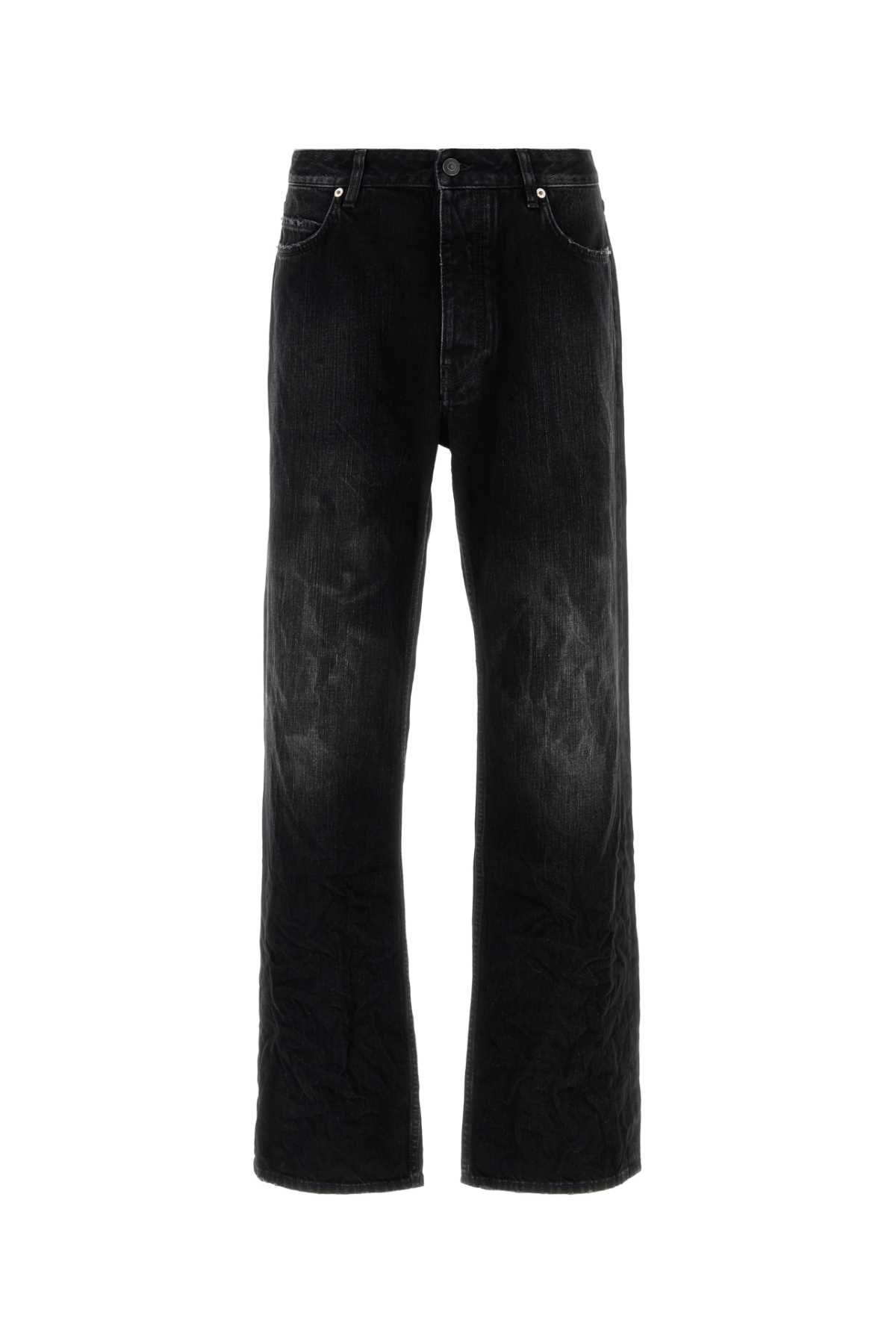 Balenciaga Black Denim Wide-leg Jeans In Black