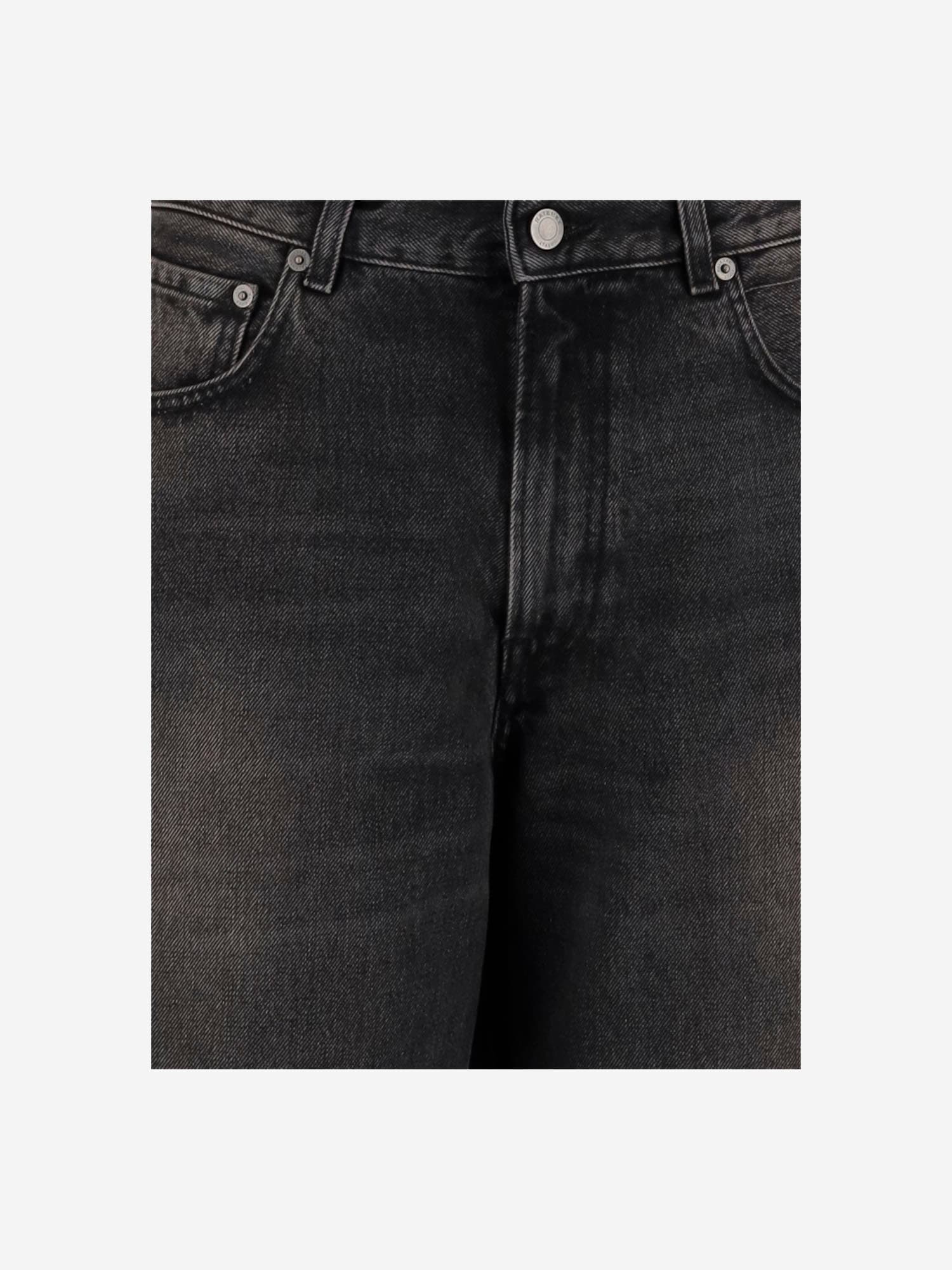 Haikure Wide-leg Denim Trousers With Medium Waist In Black