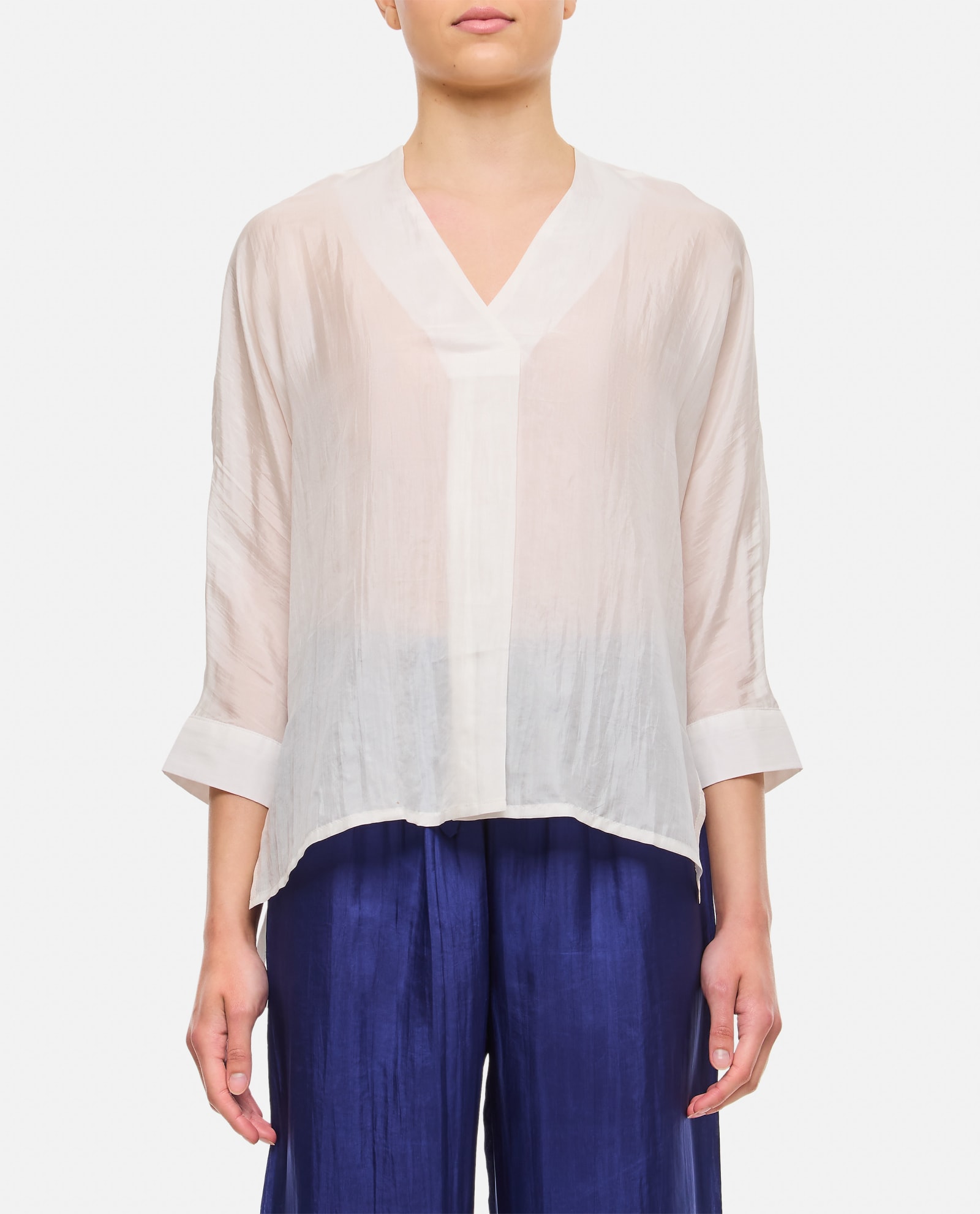 Shop The Rose Ibiza Silk Indochine Blouse In White