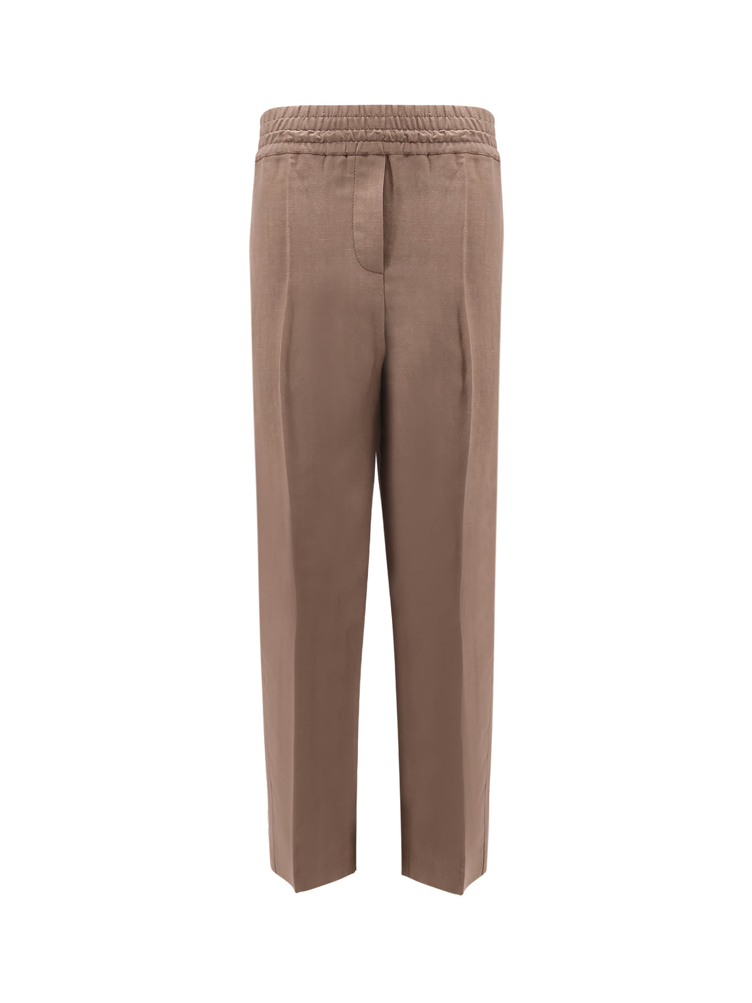 Brunello Cucinelli Viscose And Linen Trousers With Ton-sur-ton Lateral Band