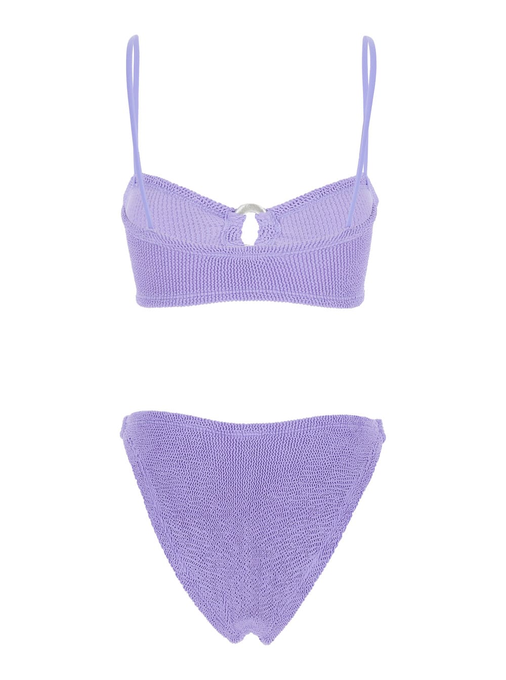 Hunza G Misty Violet Bikini With Fixed Spaghetti Straps And Cut-out With Ring In Tech Fabric Stretch Woman In Purple