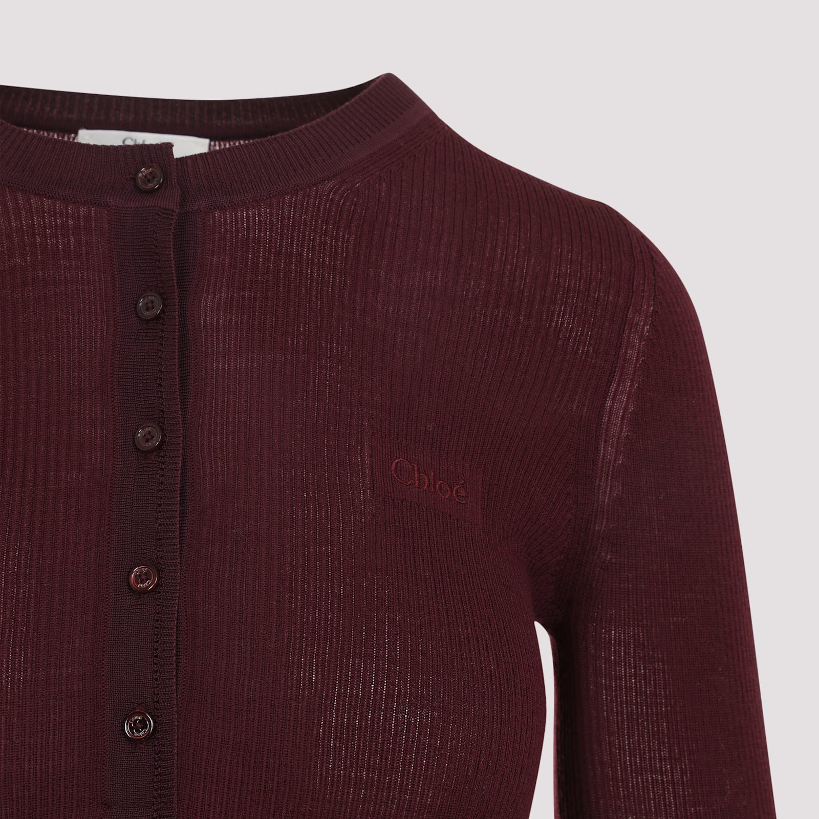 Chloé Burgundy Wool And Silk Pullover In Burgundy