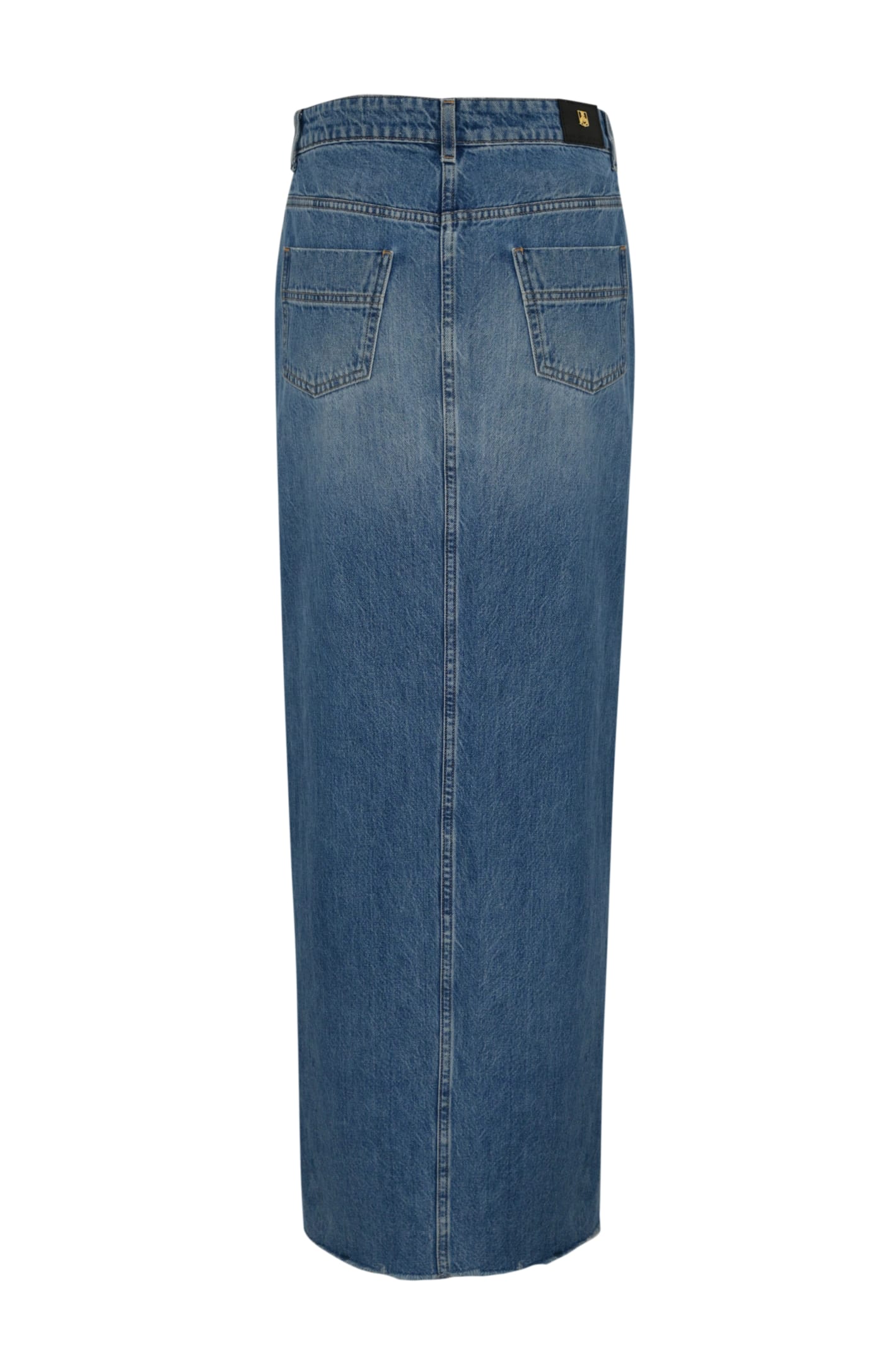 Shop Elisabetta Franchi Long Denim Skirt In Light Denim