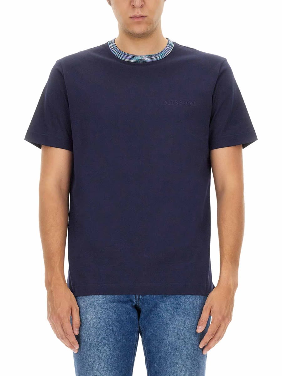 Shop Missoni Cotton T-shirt In Blue