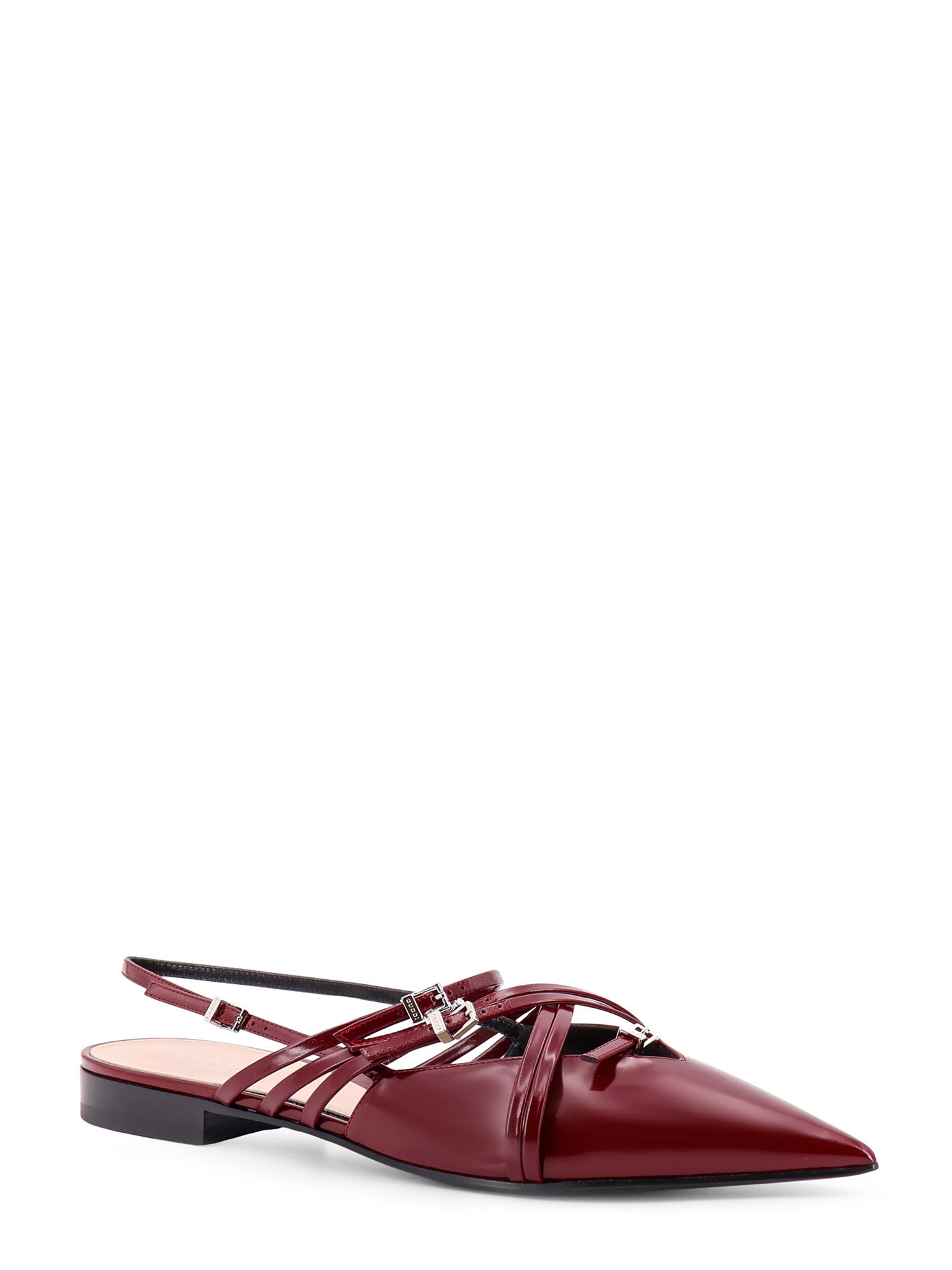 Gucci Leather Slingback With Bands And Buckle