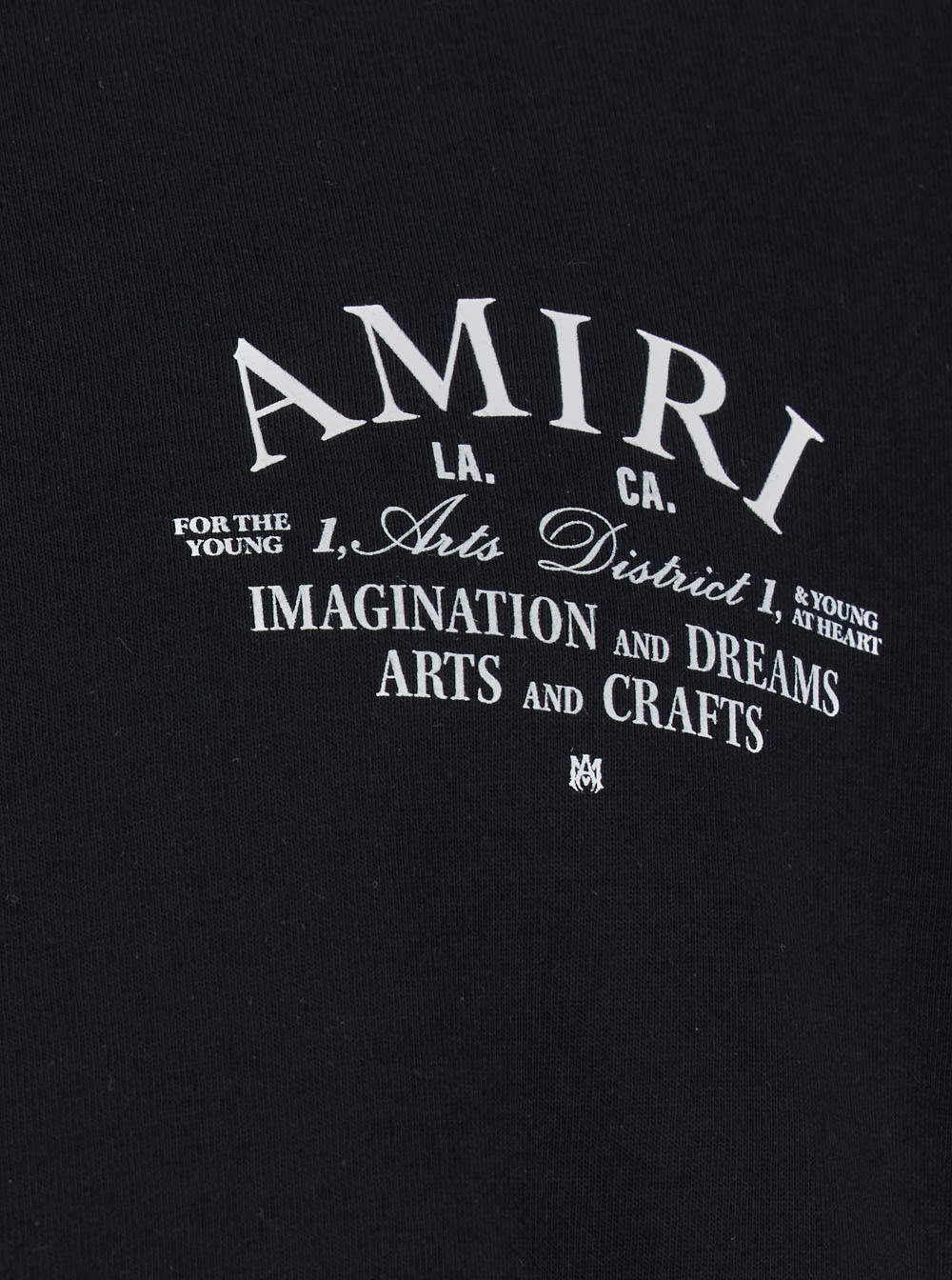 Shop Amiri Black Crewneck T-shirt With  Arts District Logo Print In Cotton Man