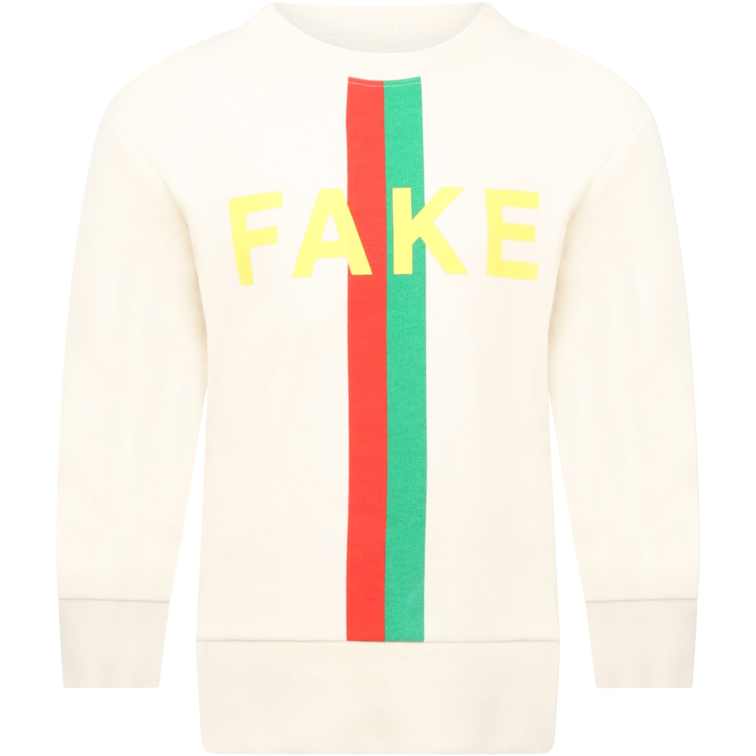 Gucci Ivory Sweatshirt For Kids With Web Detail