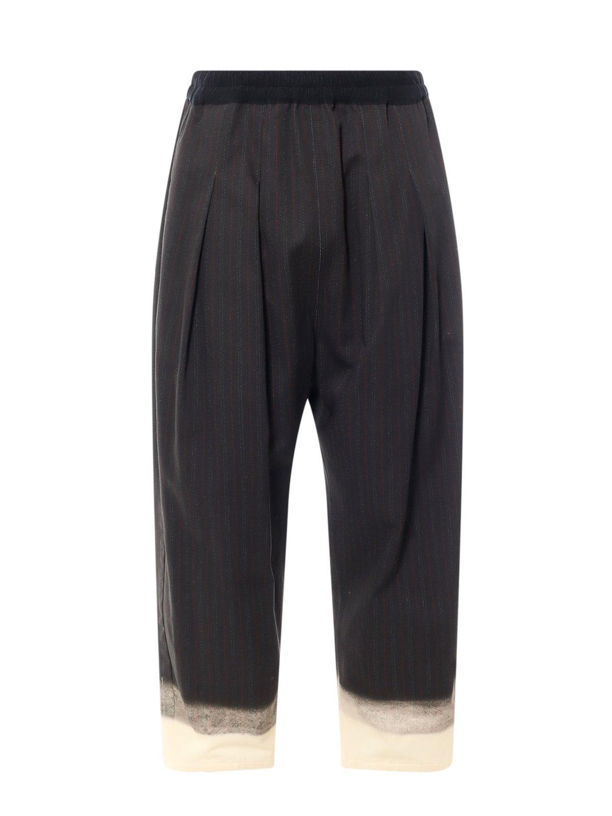 Shop Maison Margiela Drawstring Stitch Detailed Trousers In Grey