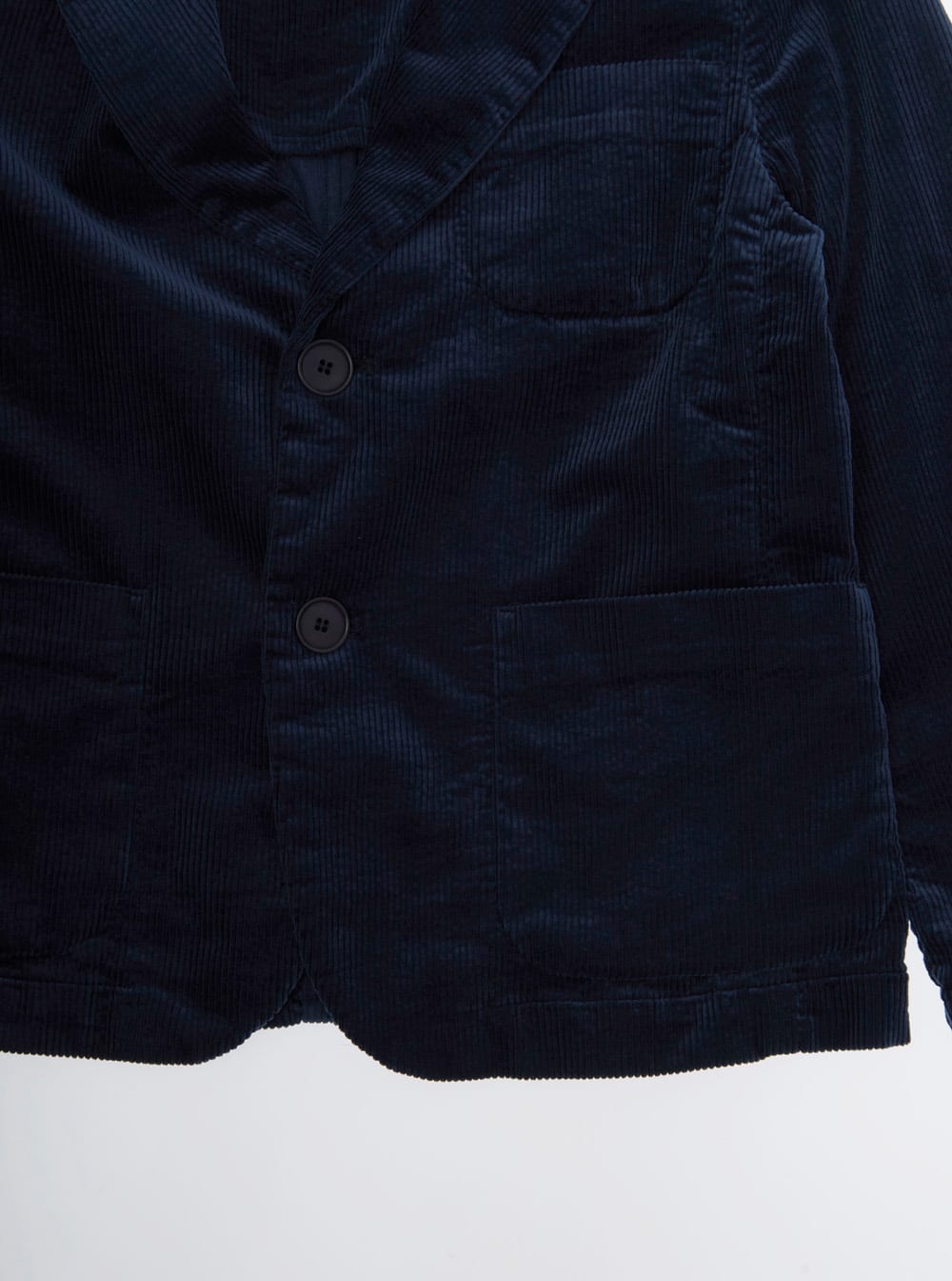 Il Gufo Blue Jacket With Notched Revers In Corduroy Boy In Blue