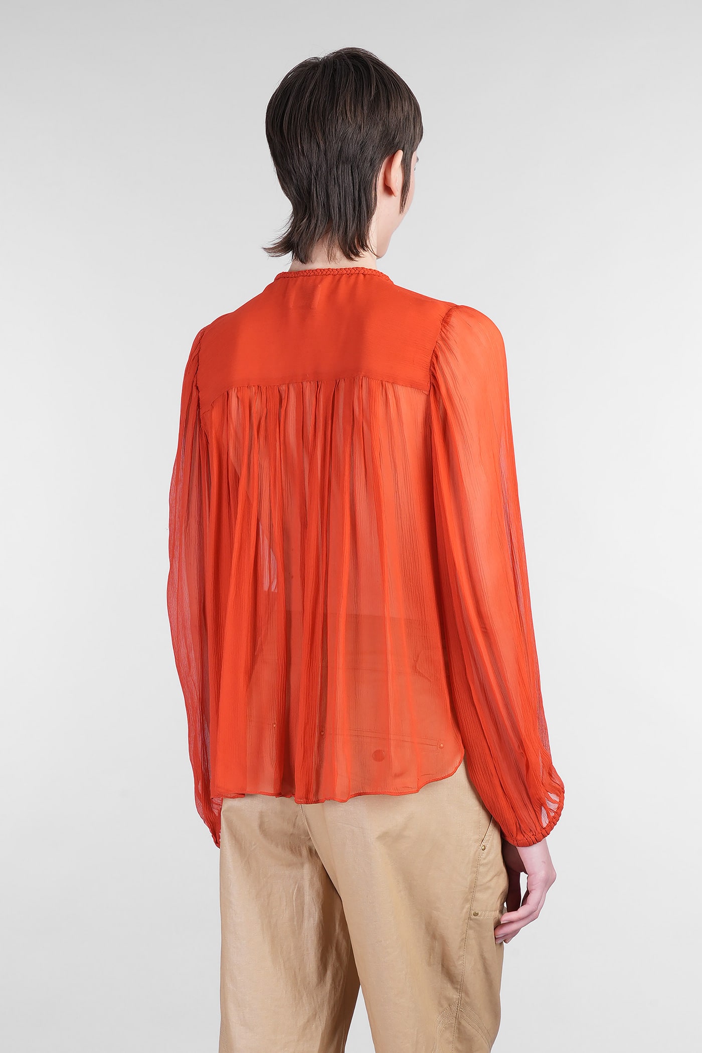 Shop Isabel Marant Ametissa Blouse In Orange Silk