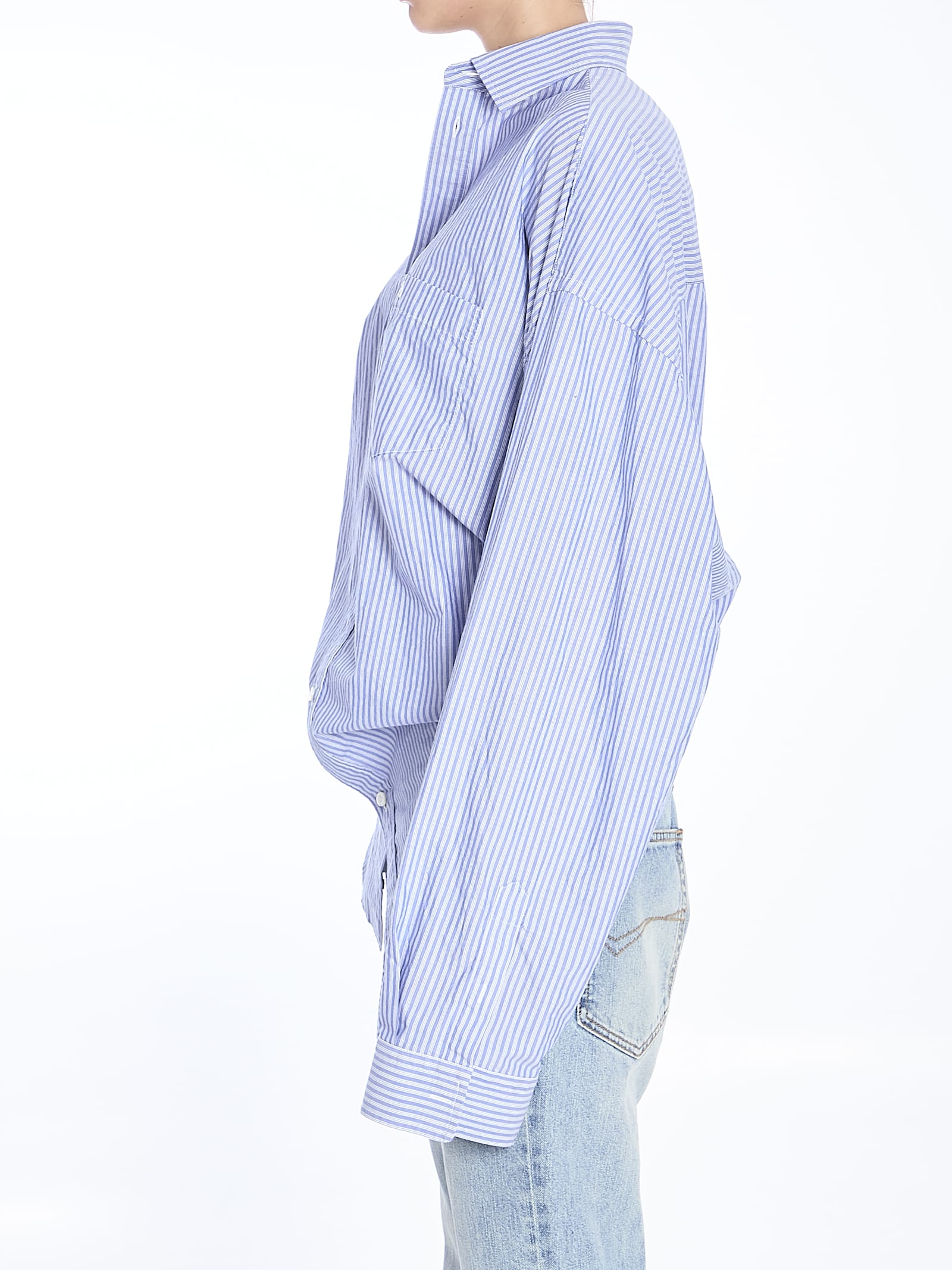 Balenciaga Knotted Shirt In Blue