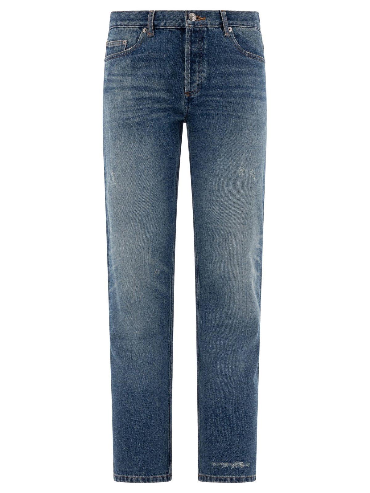 A. P.C. Straight Leg Distressed Jeans