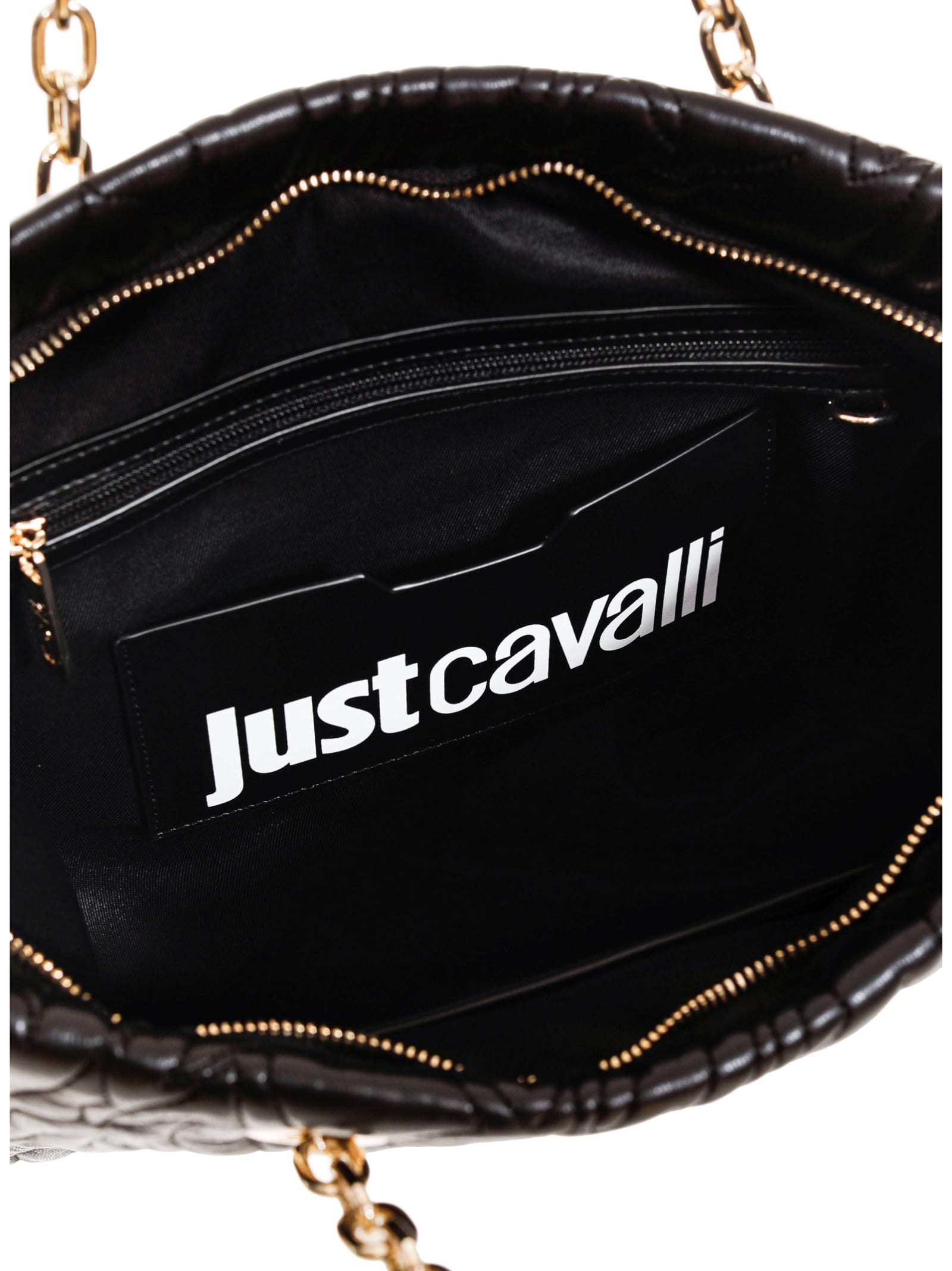 Just Cavalli Tote Bag In Black