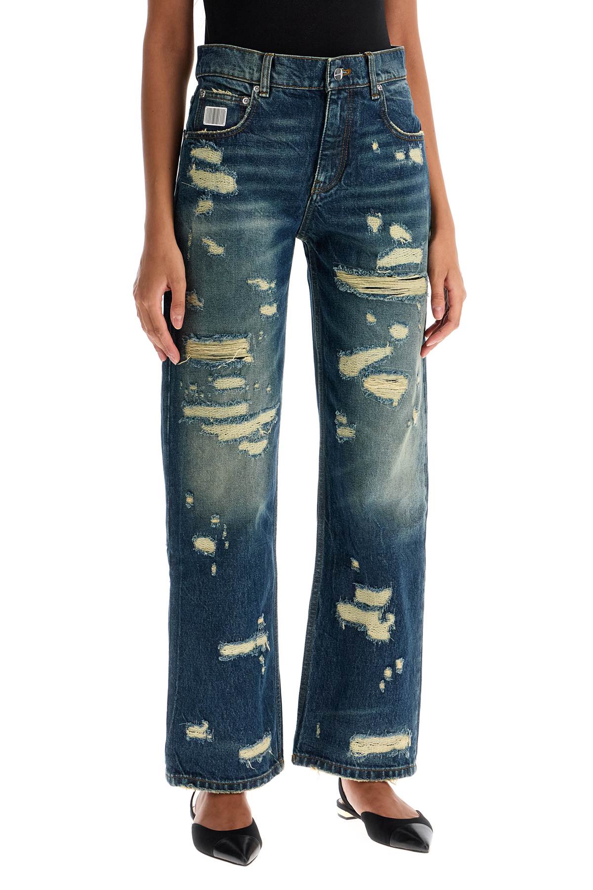 Shop Marc Jacobs Jeans The Rip And Repair Straight Jean In Punk Indigo (blue)