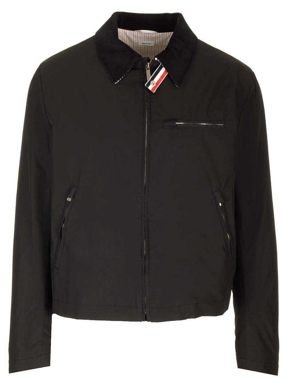 Shop Thom Browne Concealed Zip Golf Jacket In Black