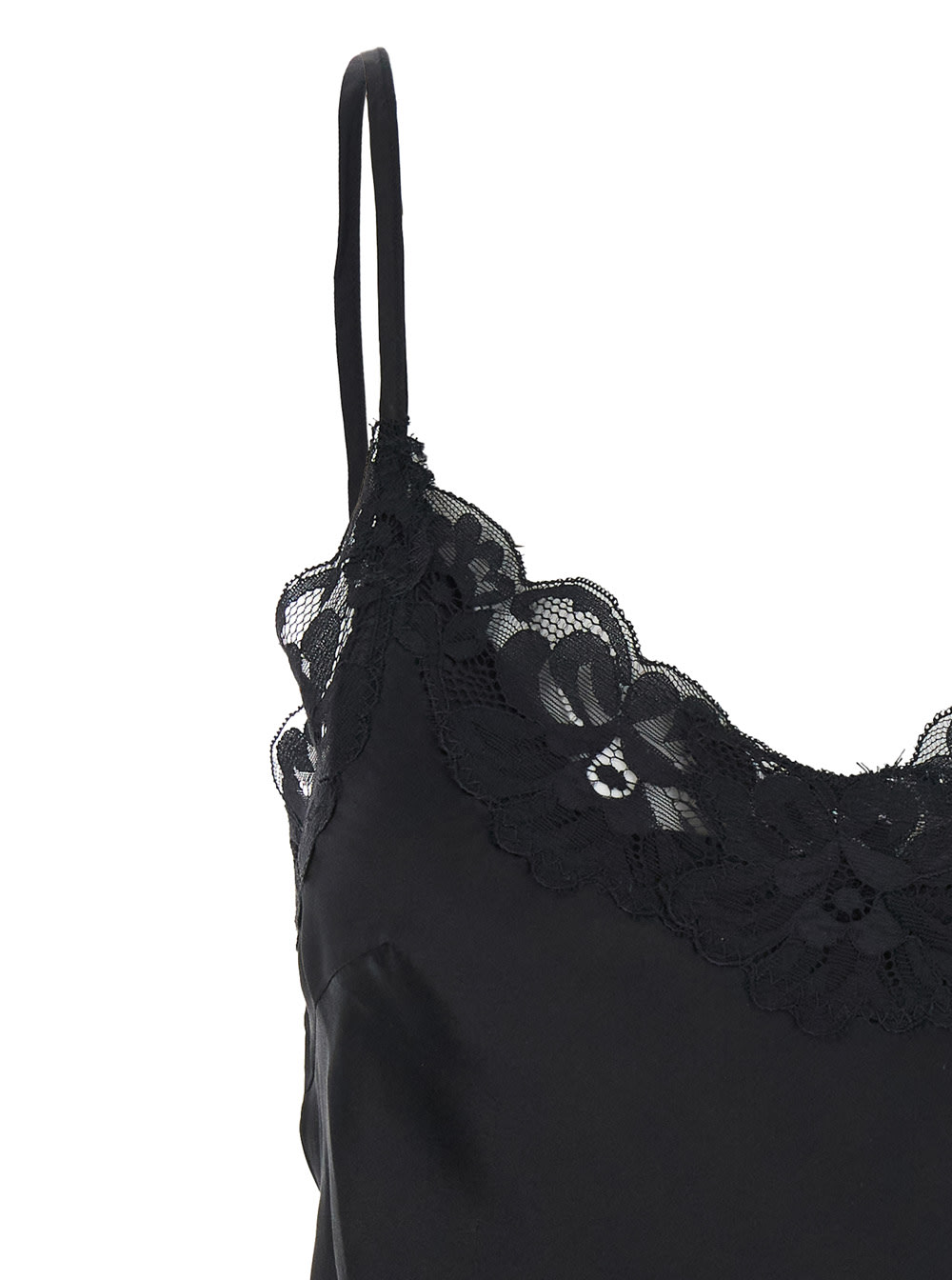 Gold Hawk Black Sleeveless Top With Adjustable Spaghetti Straps And Floral Emellishment In Black
