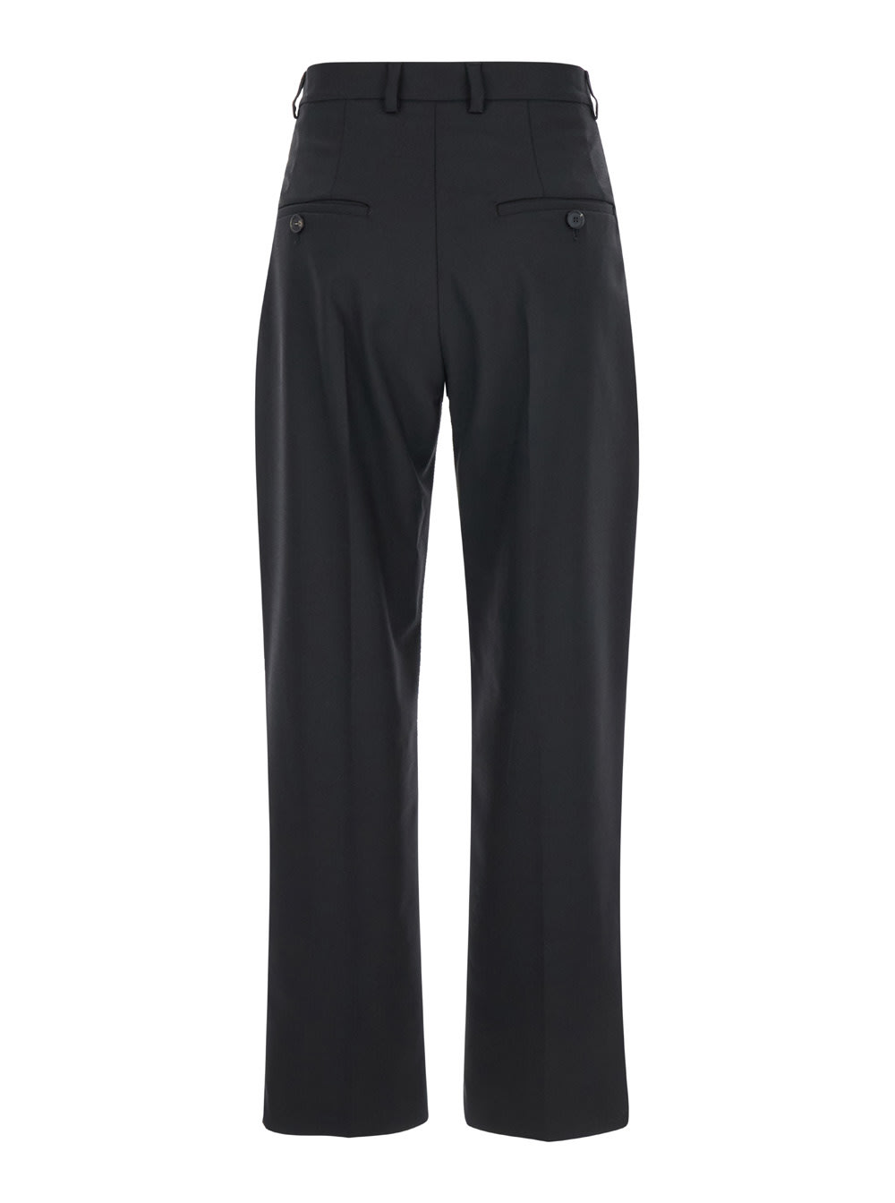 Shop Tela Mia Black Pants With Belt Loops And Pences In Wool Blend Stretch Woman