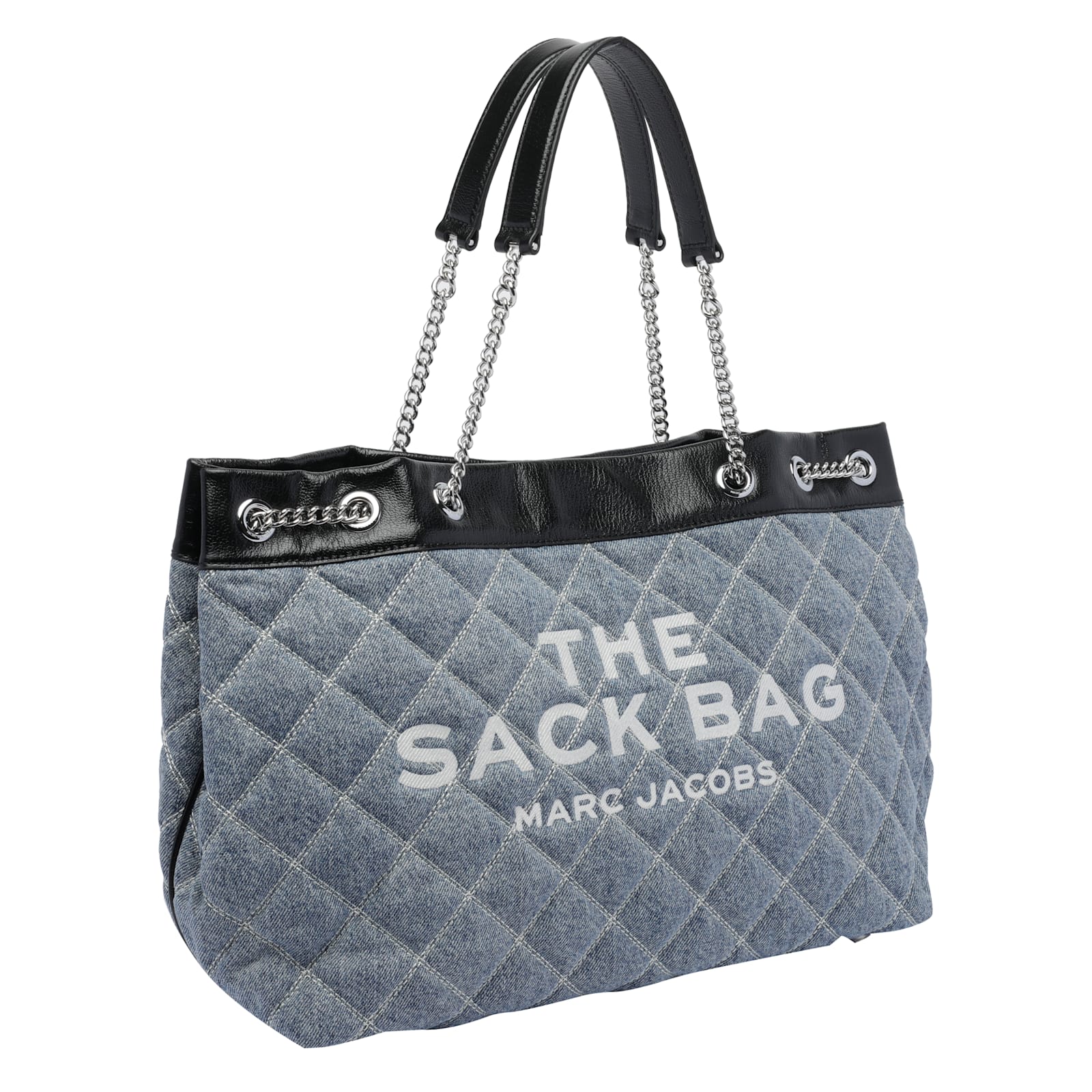 Marc Jacobs Quilted Structured Bag With Dual Chain Handles In Blue