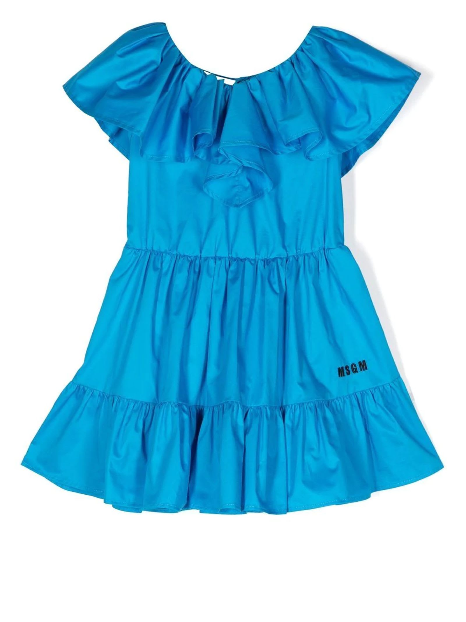MSGM BLUE COTTON DRESS