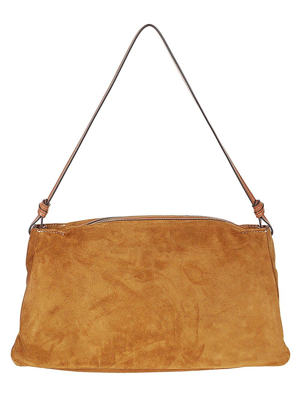 Staud Wally Logo Debossed Shoulder Bag In Brown