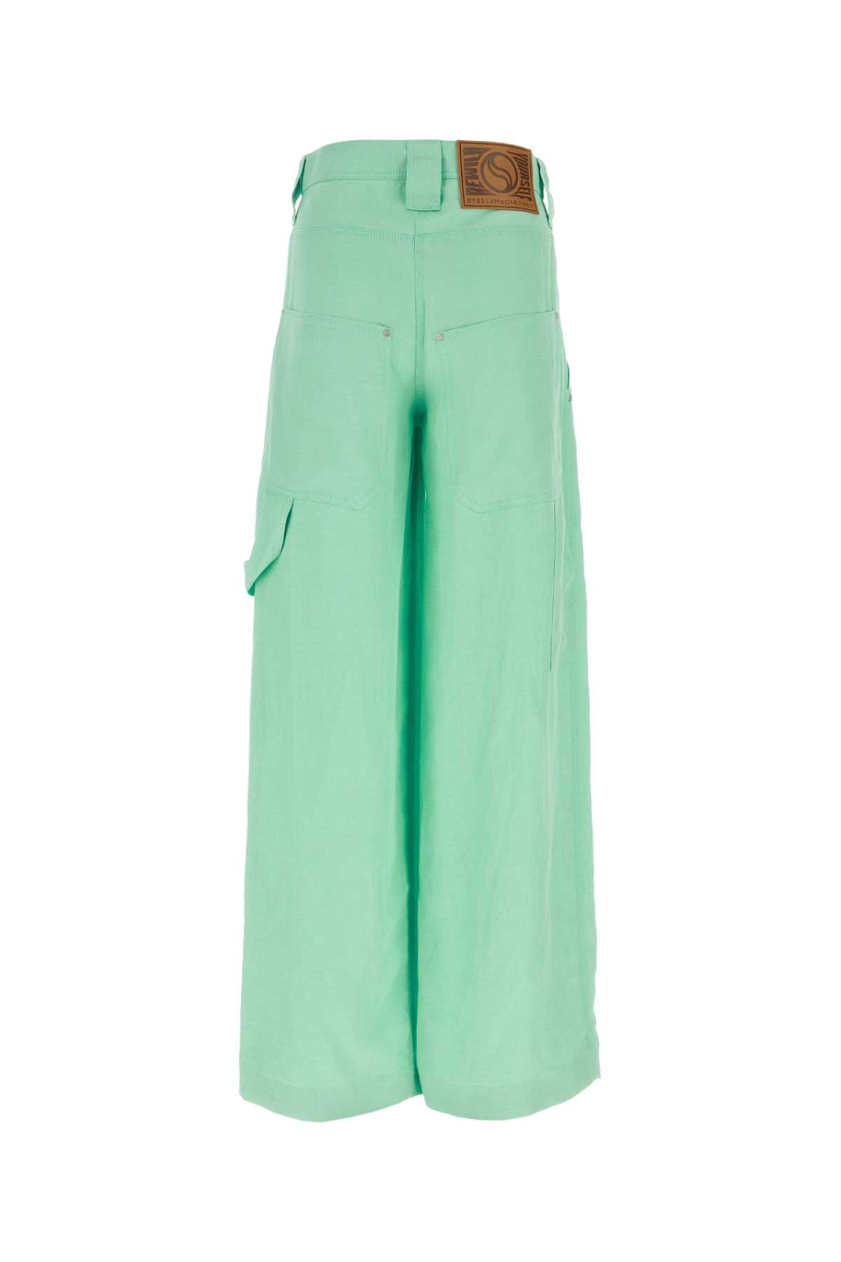 Shop Stella Mccartney Mint Green Twill Wide-leg Pant In Fluomint