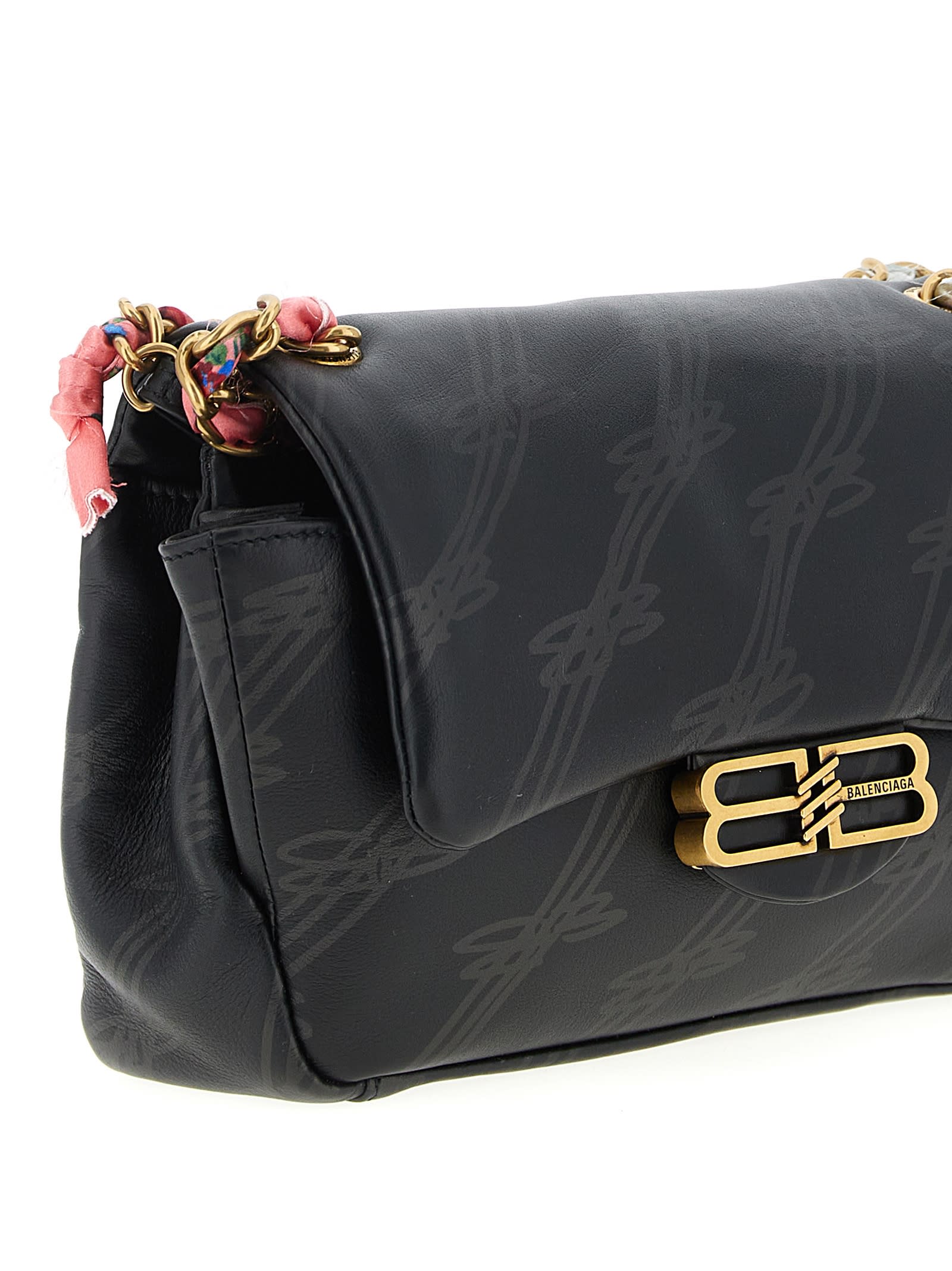 Balenciaga Mini Shoulder Bag Chain Strap In Black