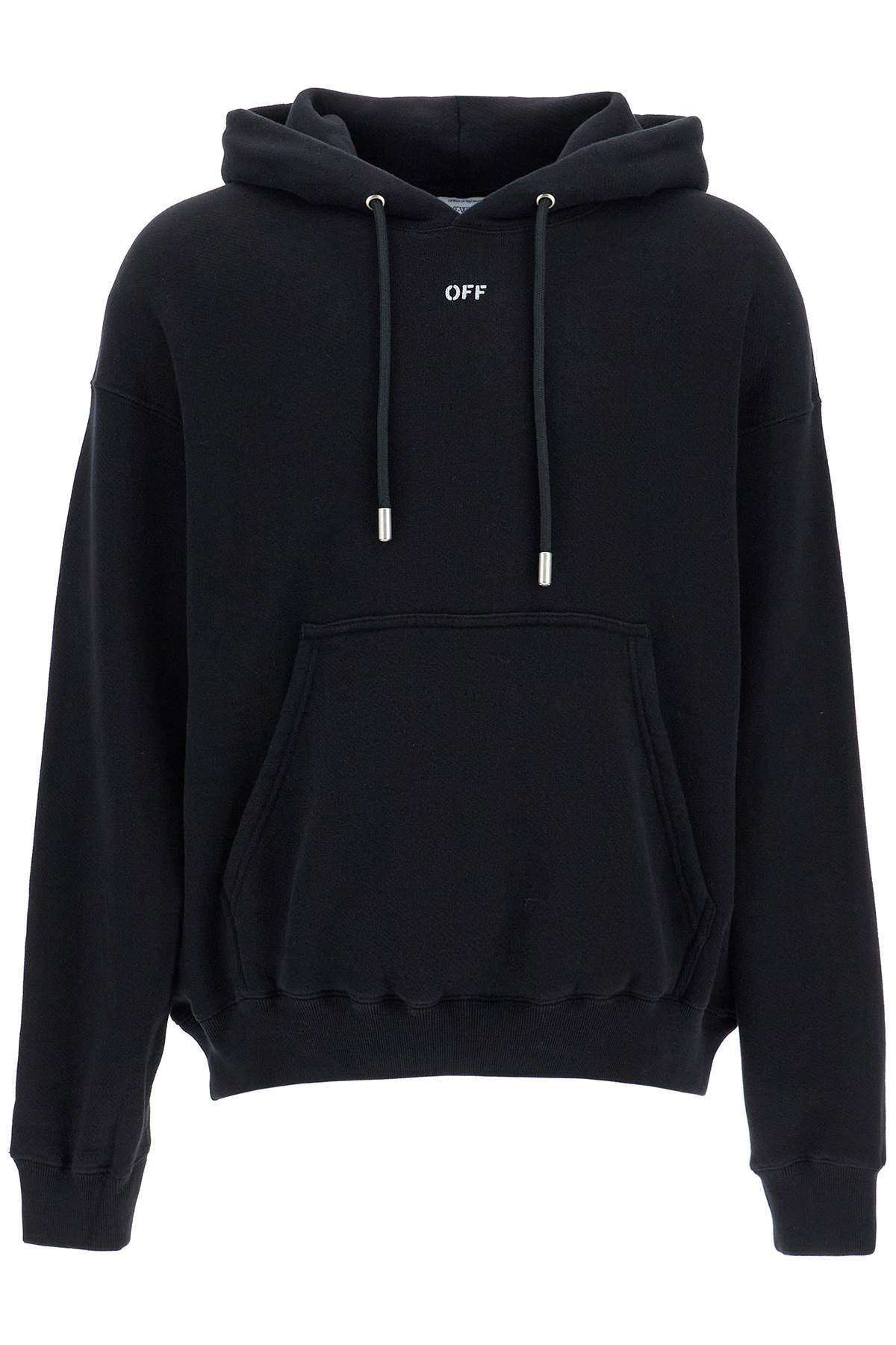 Shop Off-white Hooded Sweatshirt With Off Print In Black White (black)