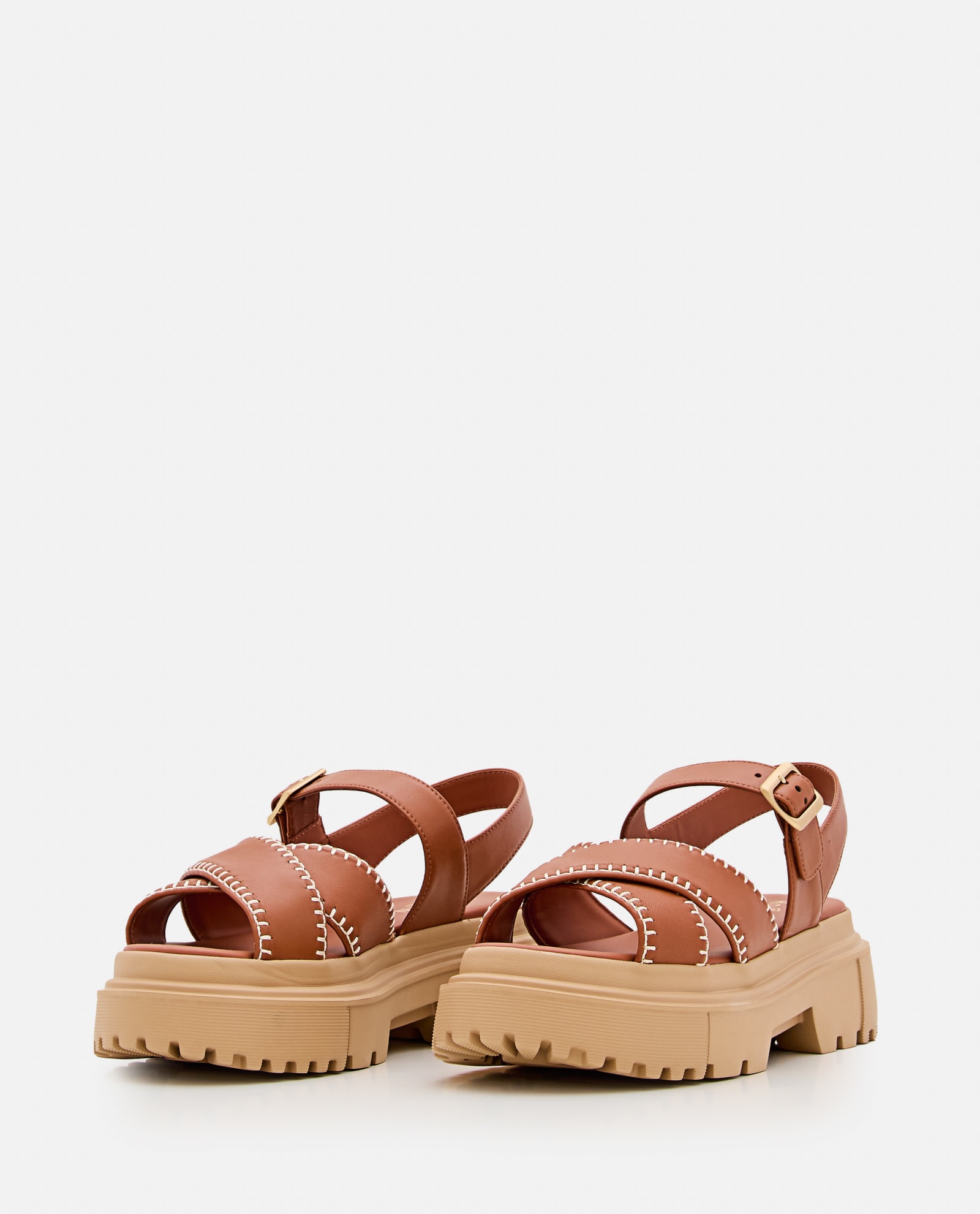 Hogan H644 Leather Sandals In Cuoio