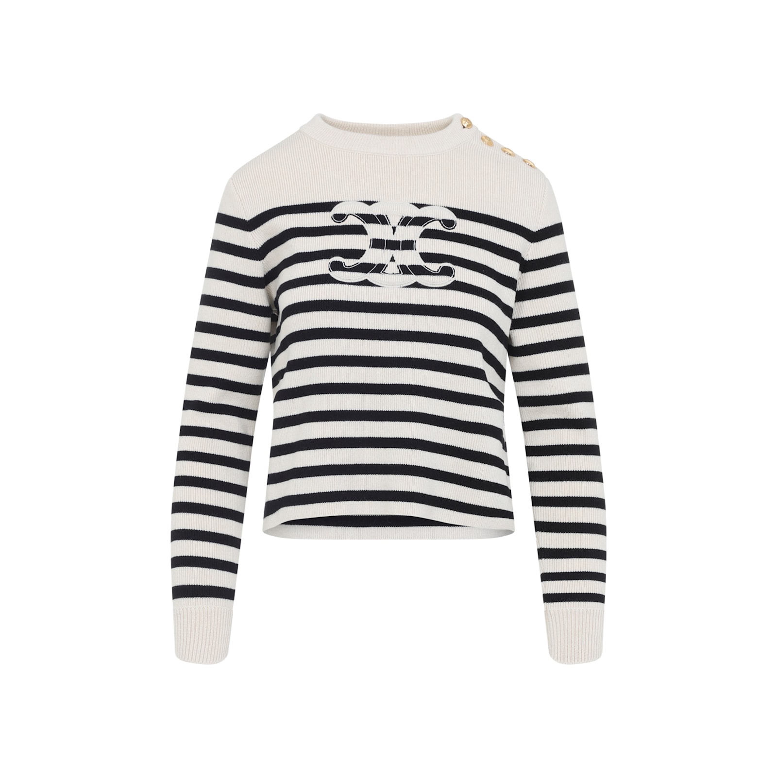 Celine Women Triomphe Cashmere And Wool Sweater In Multi