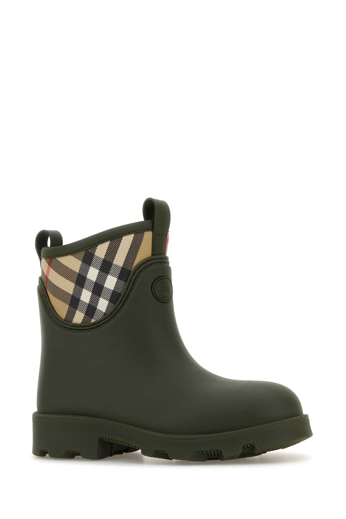 Burberry Olive Green Rubber Marsh Stamp Ankle Boots In Green