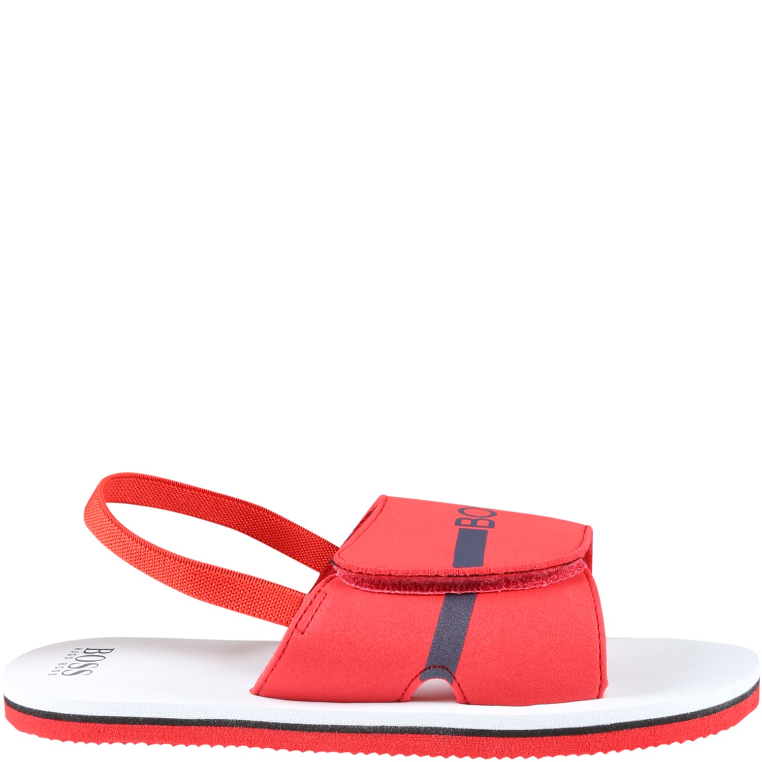 Hugo Boss Kids' Red Sandals For Boy With Blue Logo