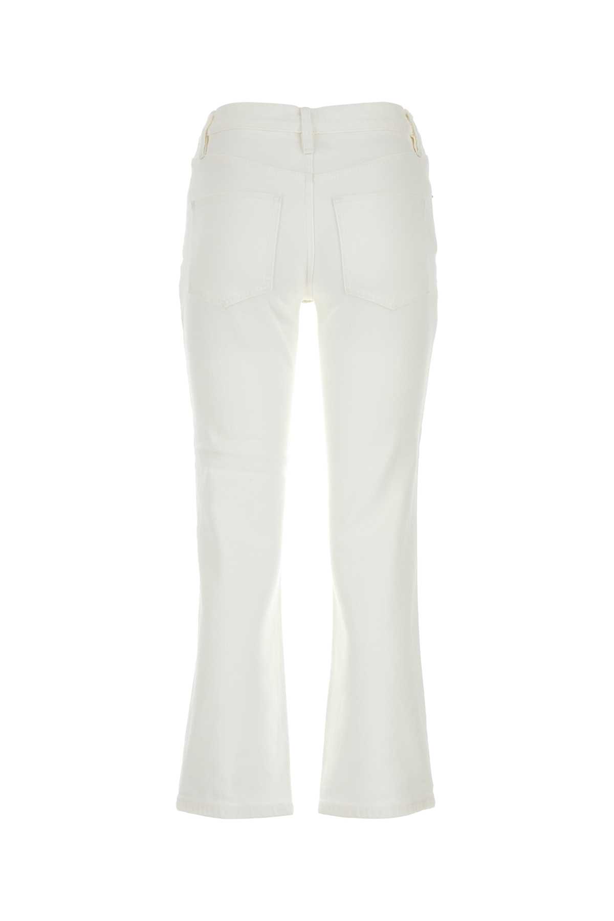Shop Tory Burch White Stretch Denim Jeans In Whitechalkwas