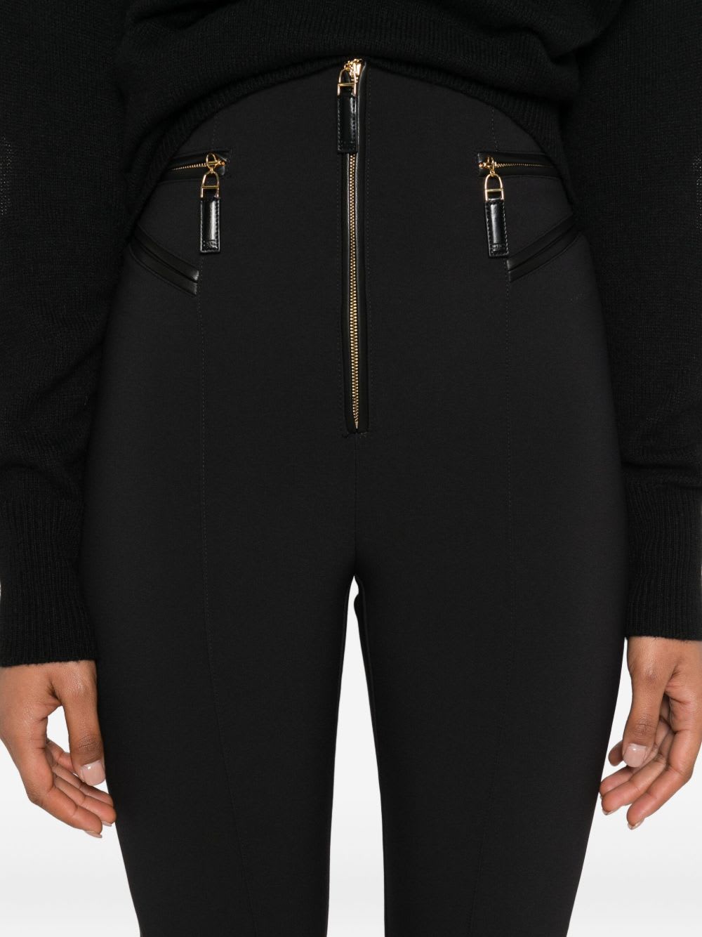 Elisabetta Franchi Zip-fastening Trim-detail Trousers In Black