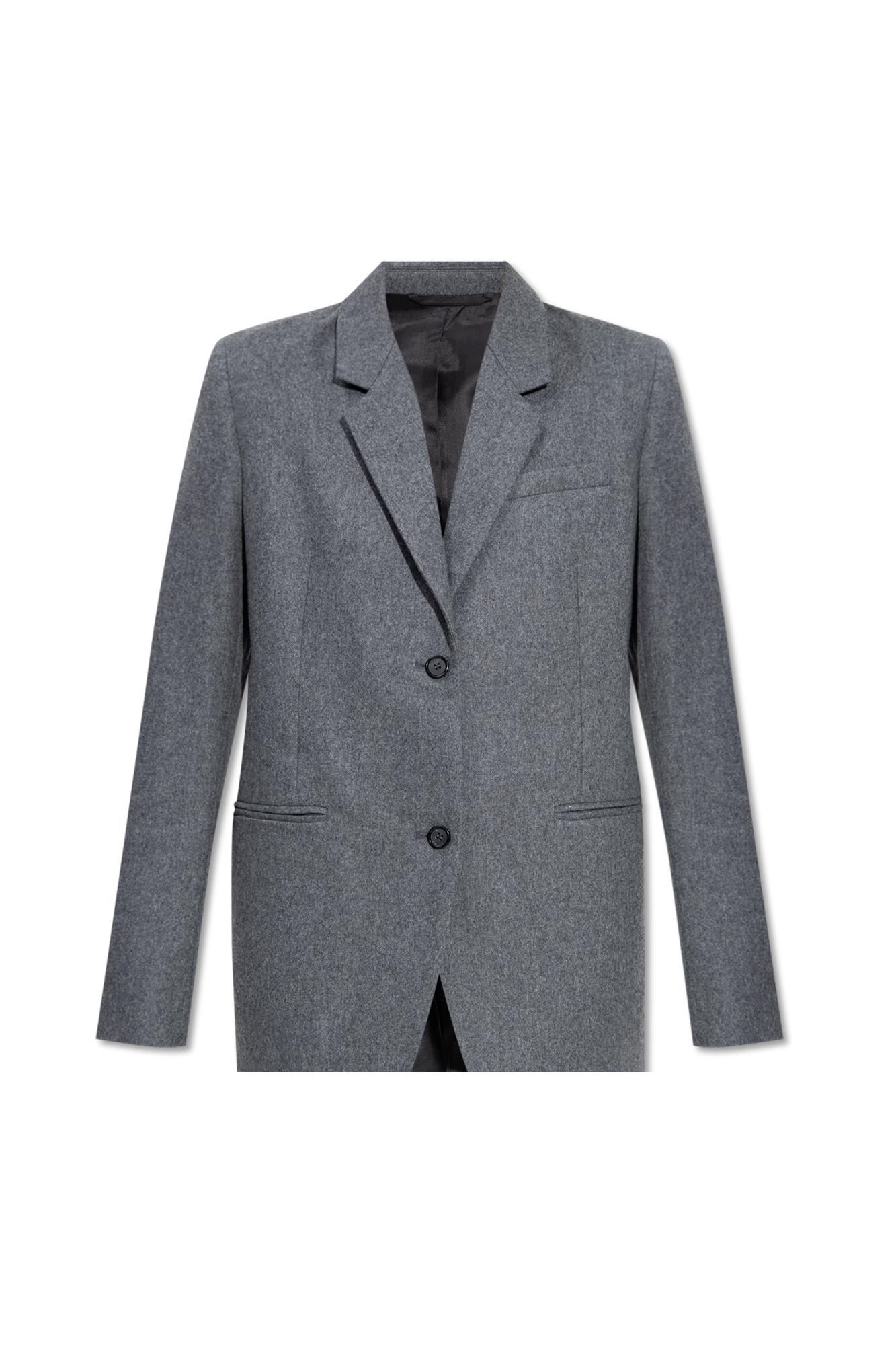 Totême Grey Single-breasted Jacket With Notched Revers In Wool Blend Woman In Grigio