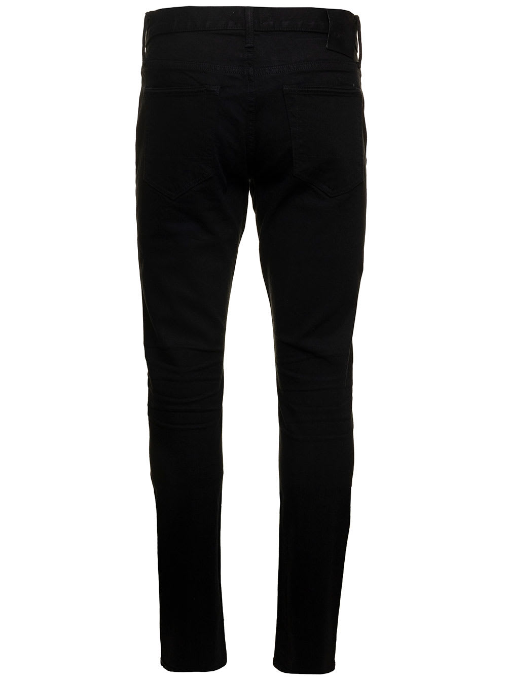 Shop Tom Ford Black Slim Jeans With Logo Patch In Denim Man