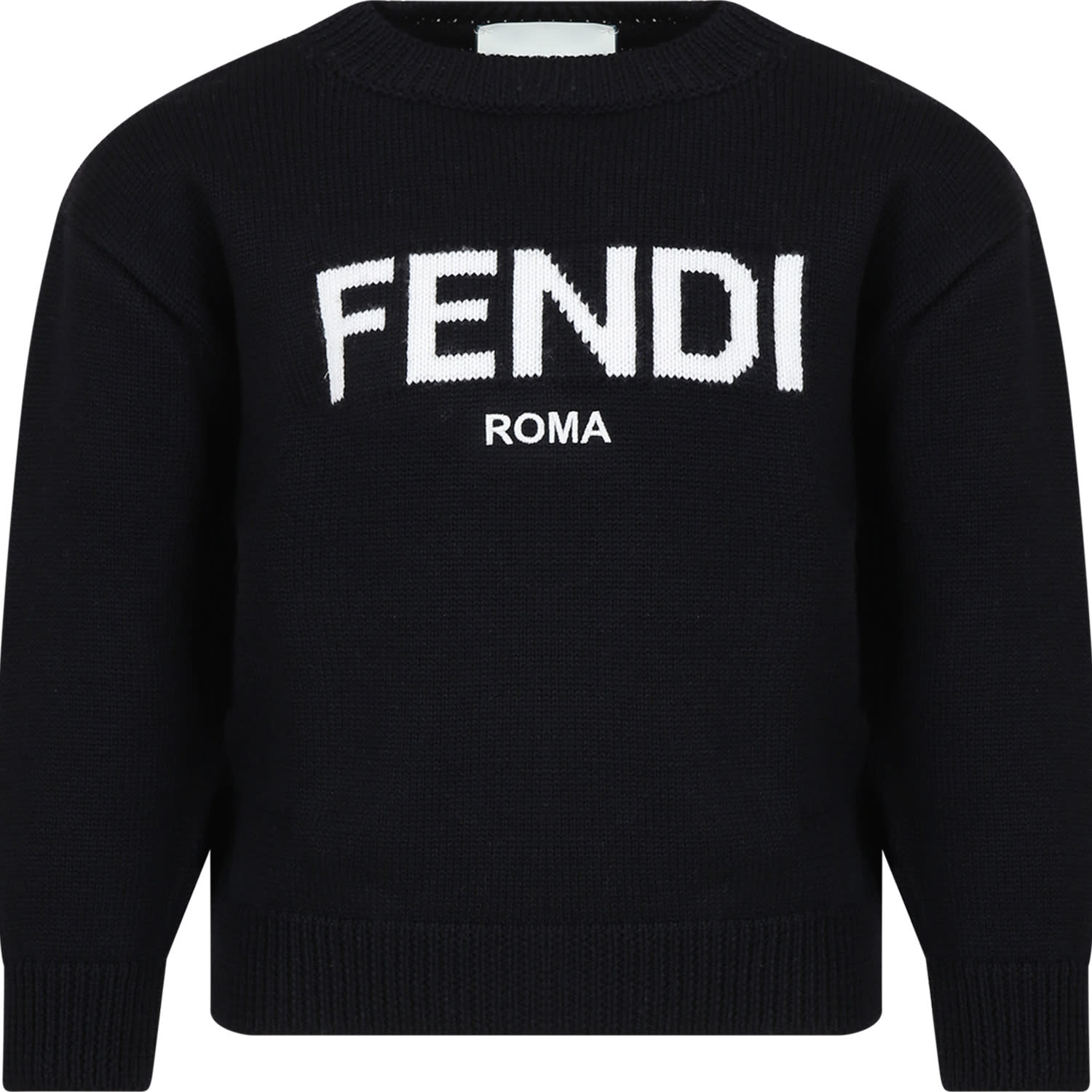 Fendi Black Sweater With Logo For Kids