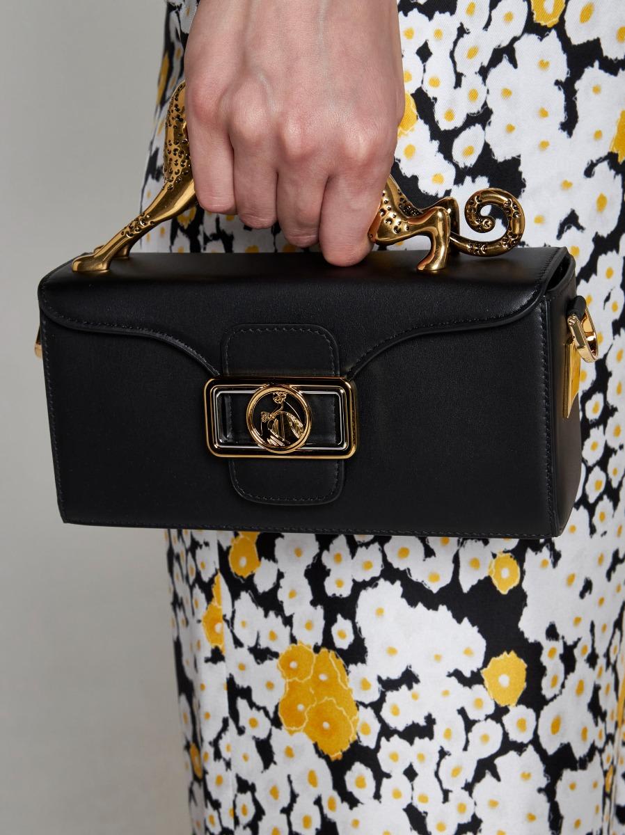 Lanvin Black Nano Pencil Cat Top Handle Bag In Black