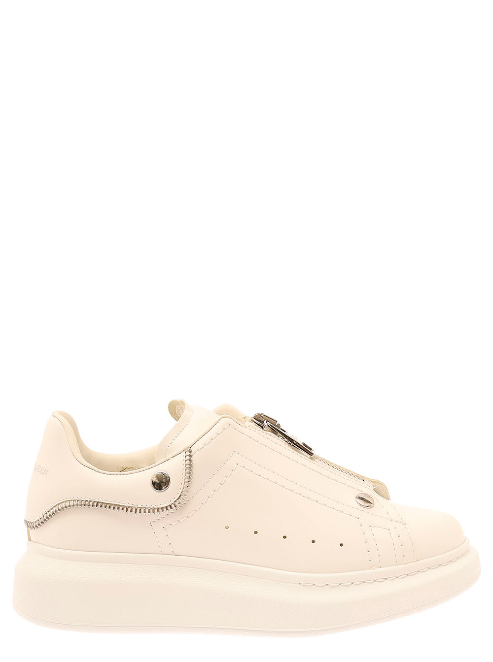 ALEXANDER MCQUEEN WHITE ZIP-UP trainers WITH CHUNKY PLATFORM IN SMOOTH LEATHER WOMAN