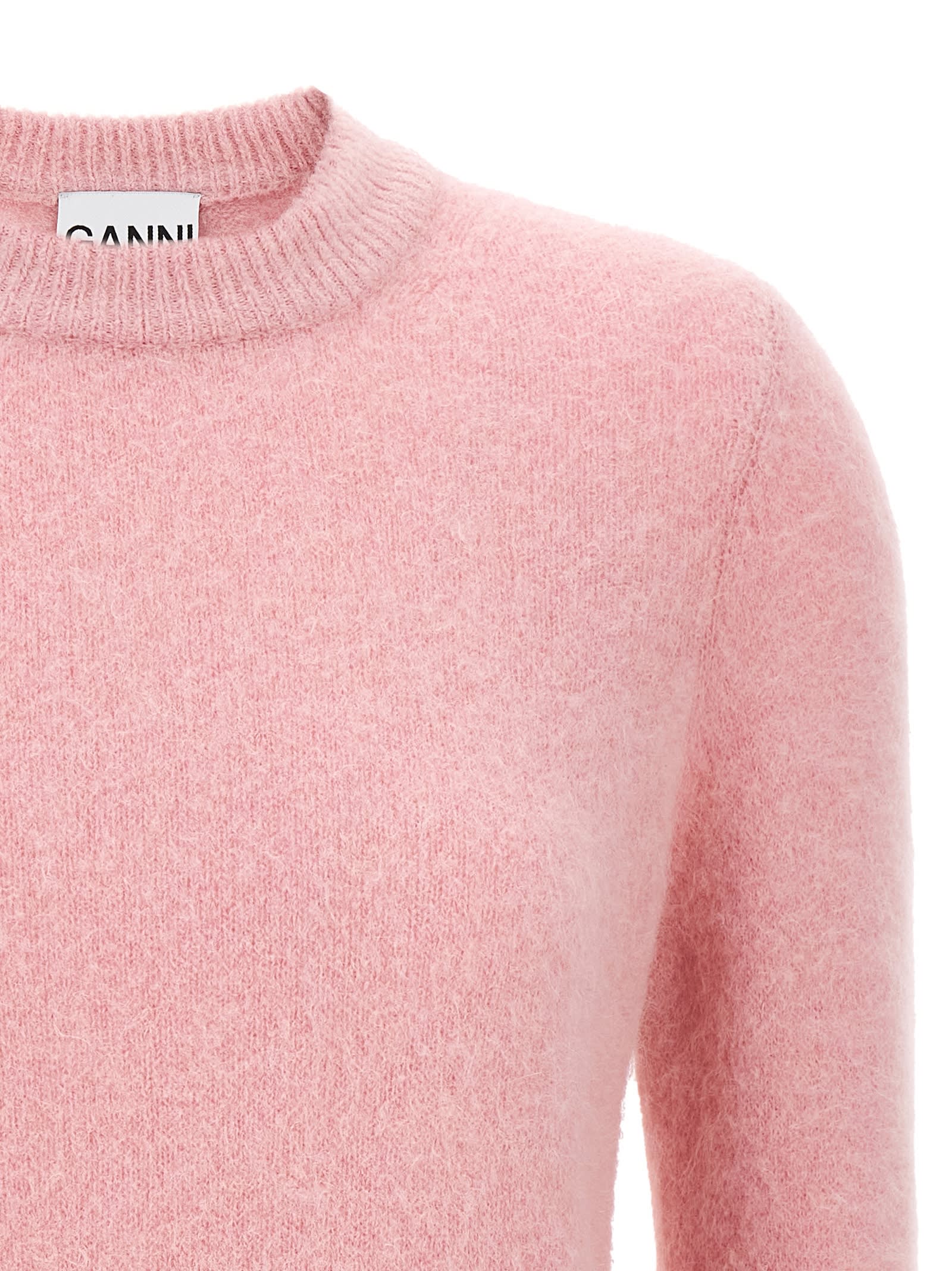 Shop Ganni Logo Embroidery Sweater In Pink