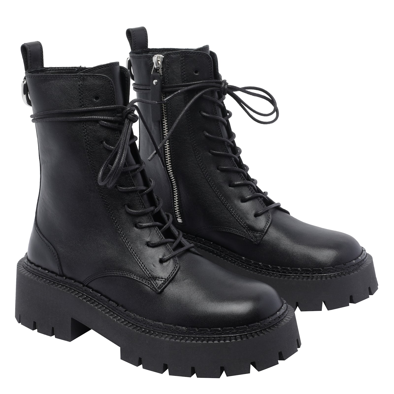 Vic Matie Etna 101 Combat Boots In Black Leather In Black