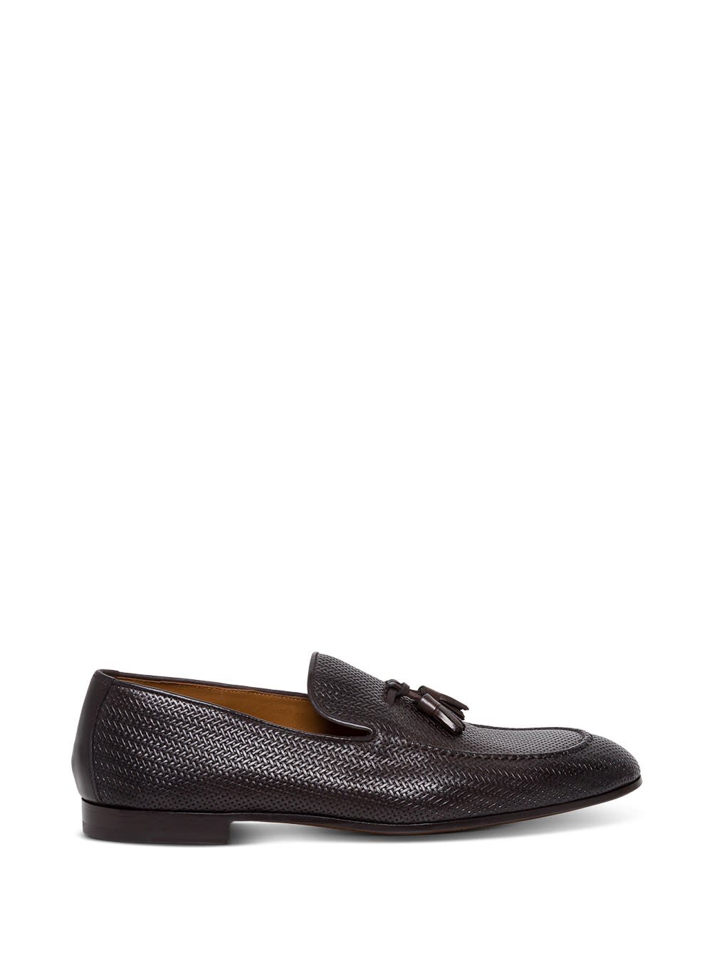 Doucals Loafers In Braided Leather With Tassels
