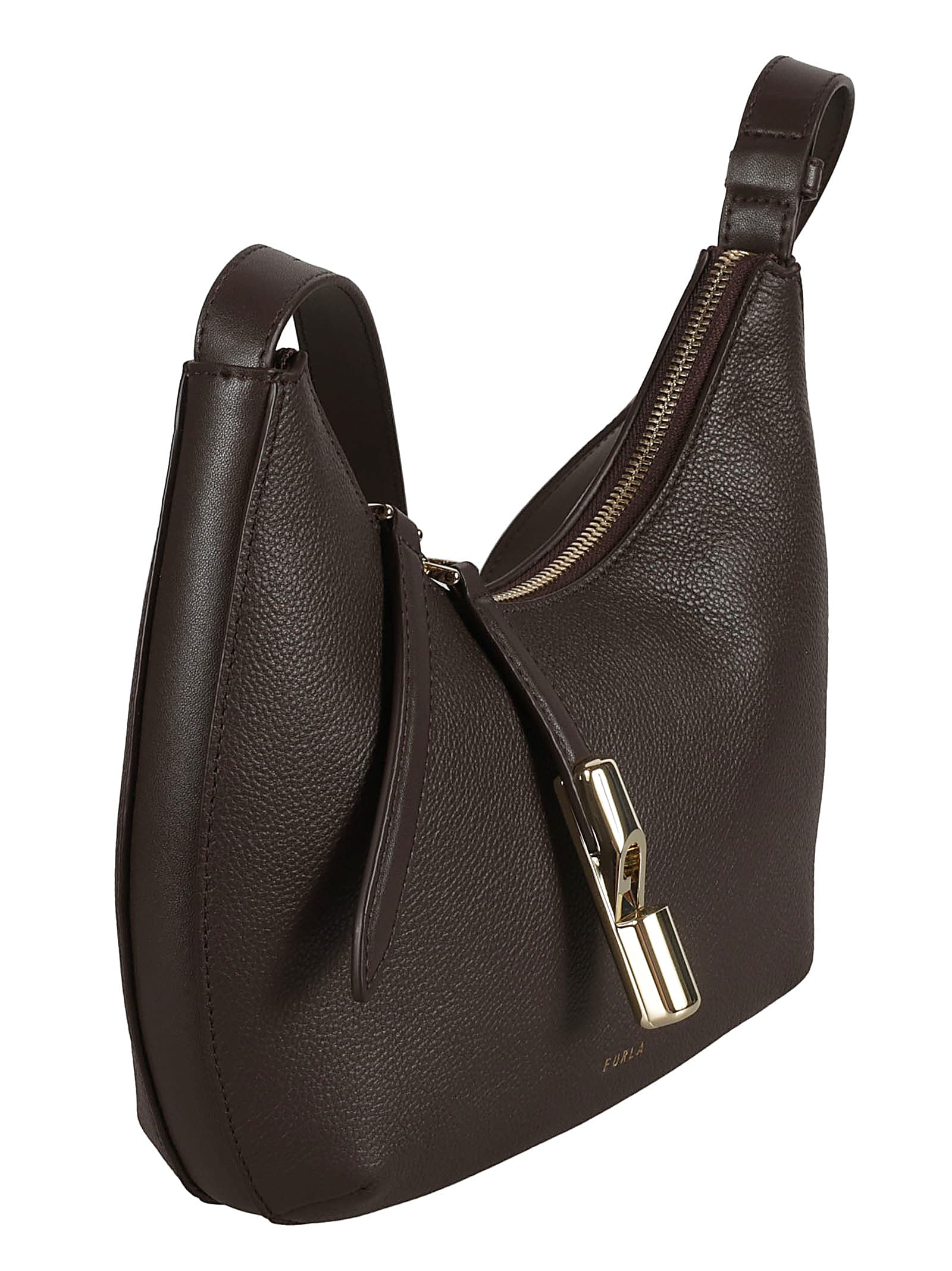 Furla Dual Zip Shoulder Bag In Brown