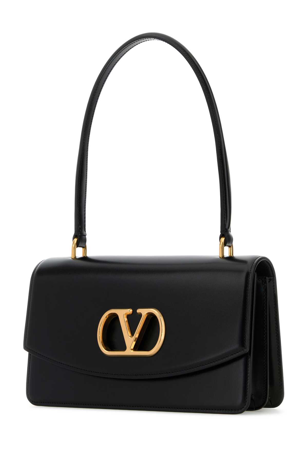 Valentino Black Leather Vain Shoulder Bag In Black