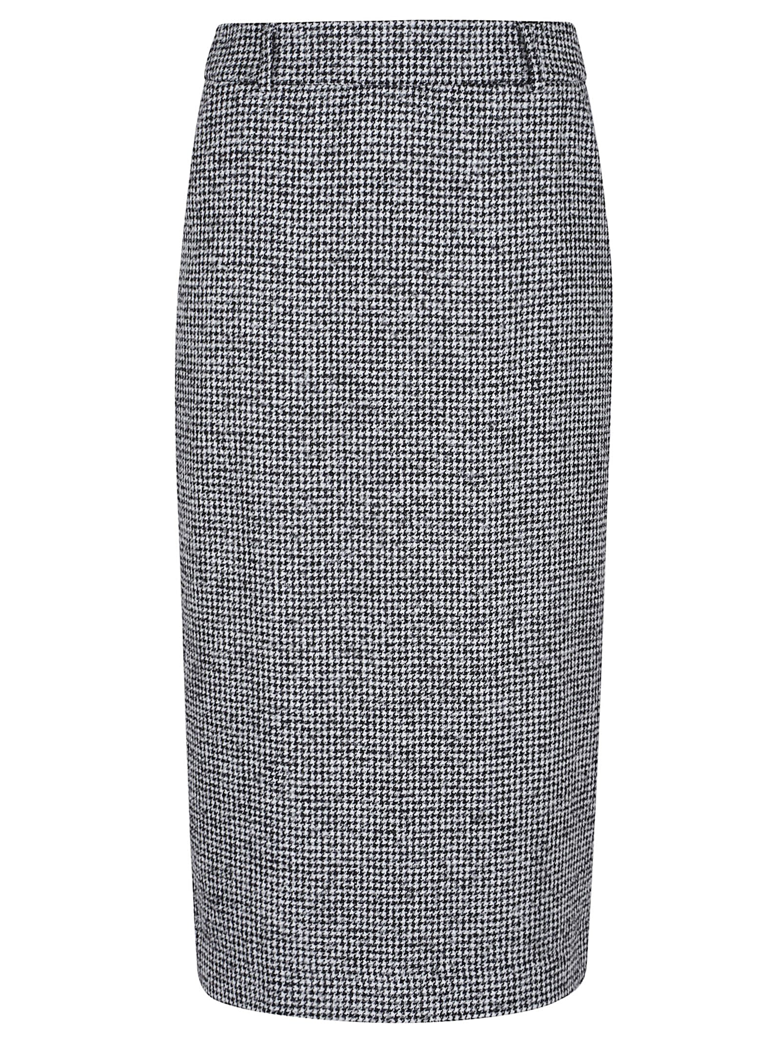 Ermanno Scervino Houndstooth Sheath Longuette Skirt With Back Split In Gray